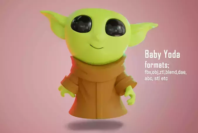 Baby Yoda 3d low poly model