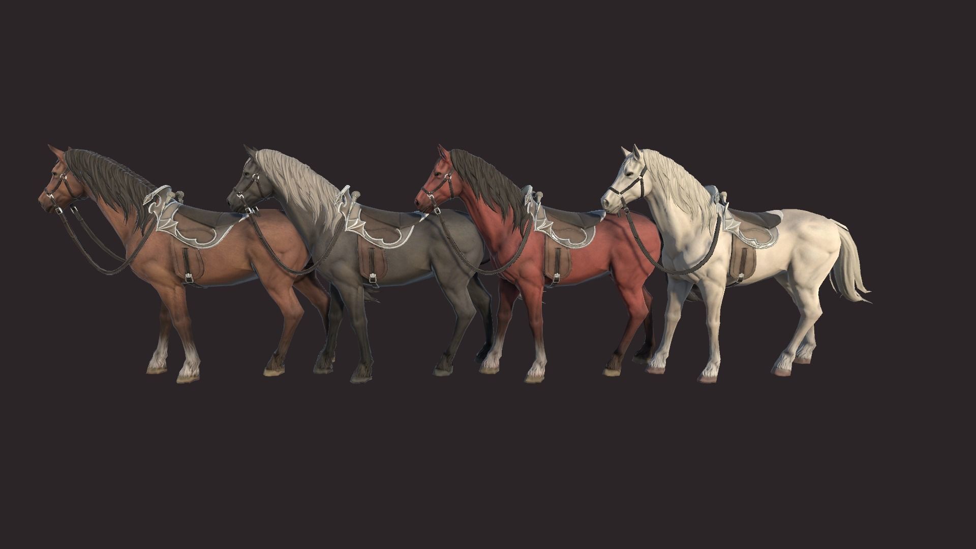 Horses horse Low-poly 3D model_6
