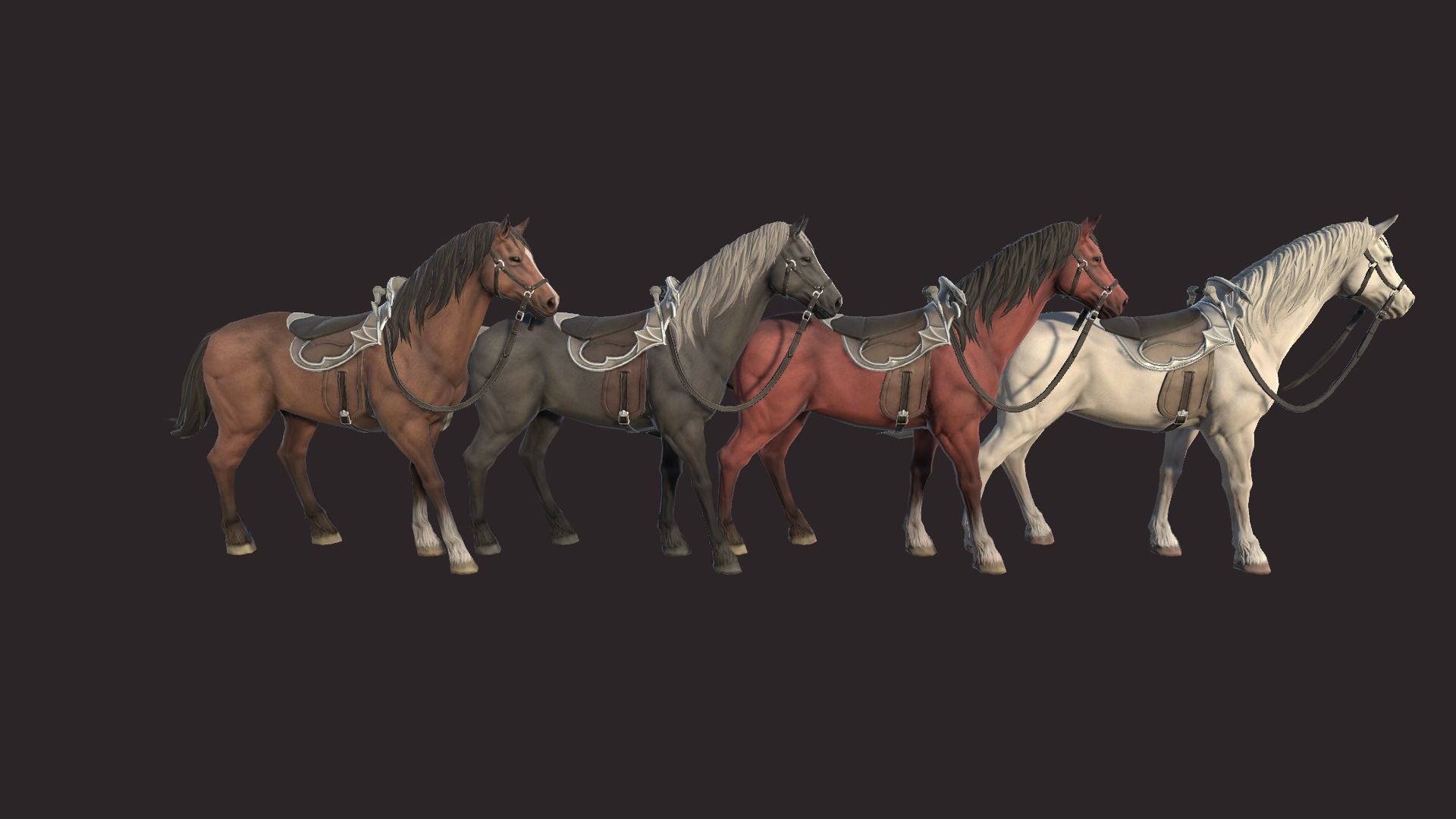 Horses horse Low-poly 3D model_11