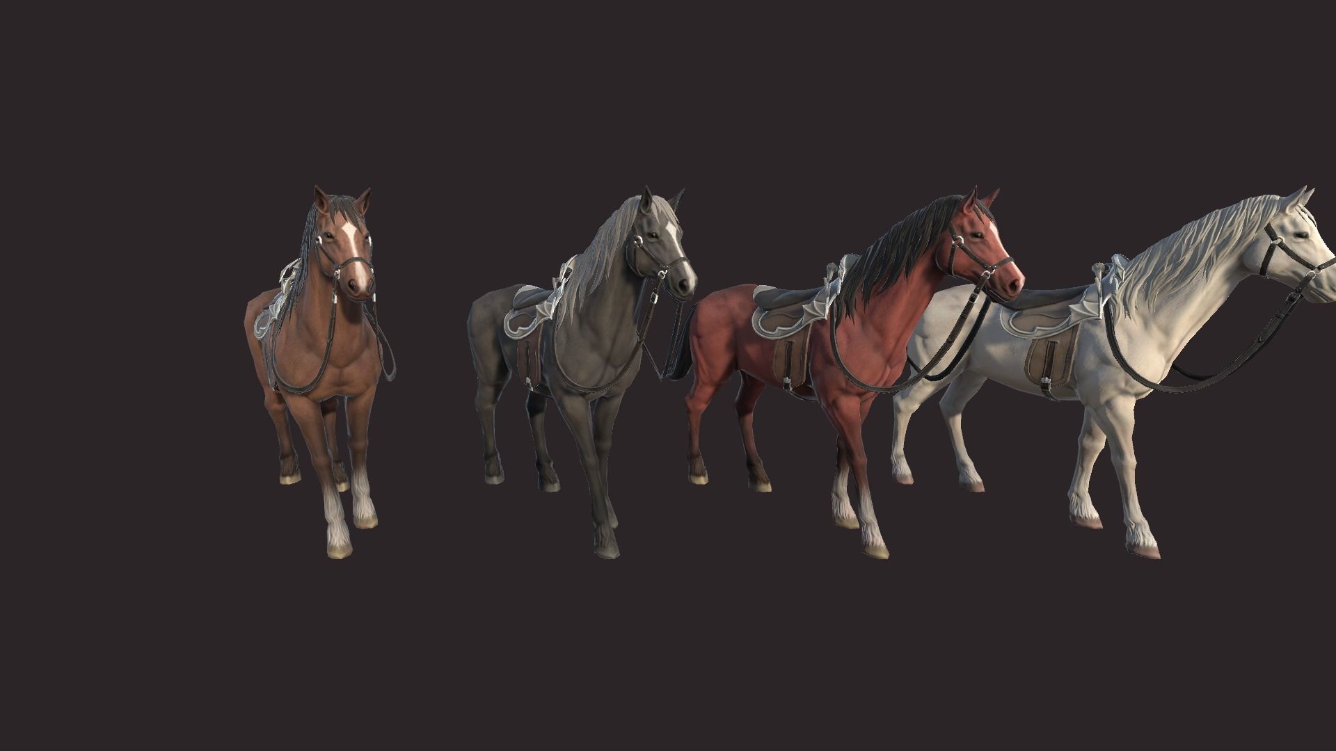 Horses horse Low-poly 3D model_12