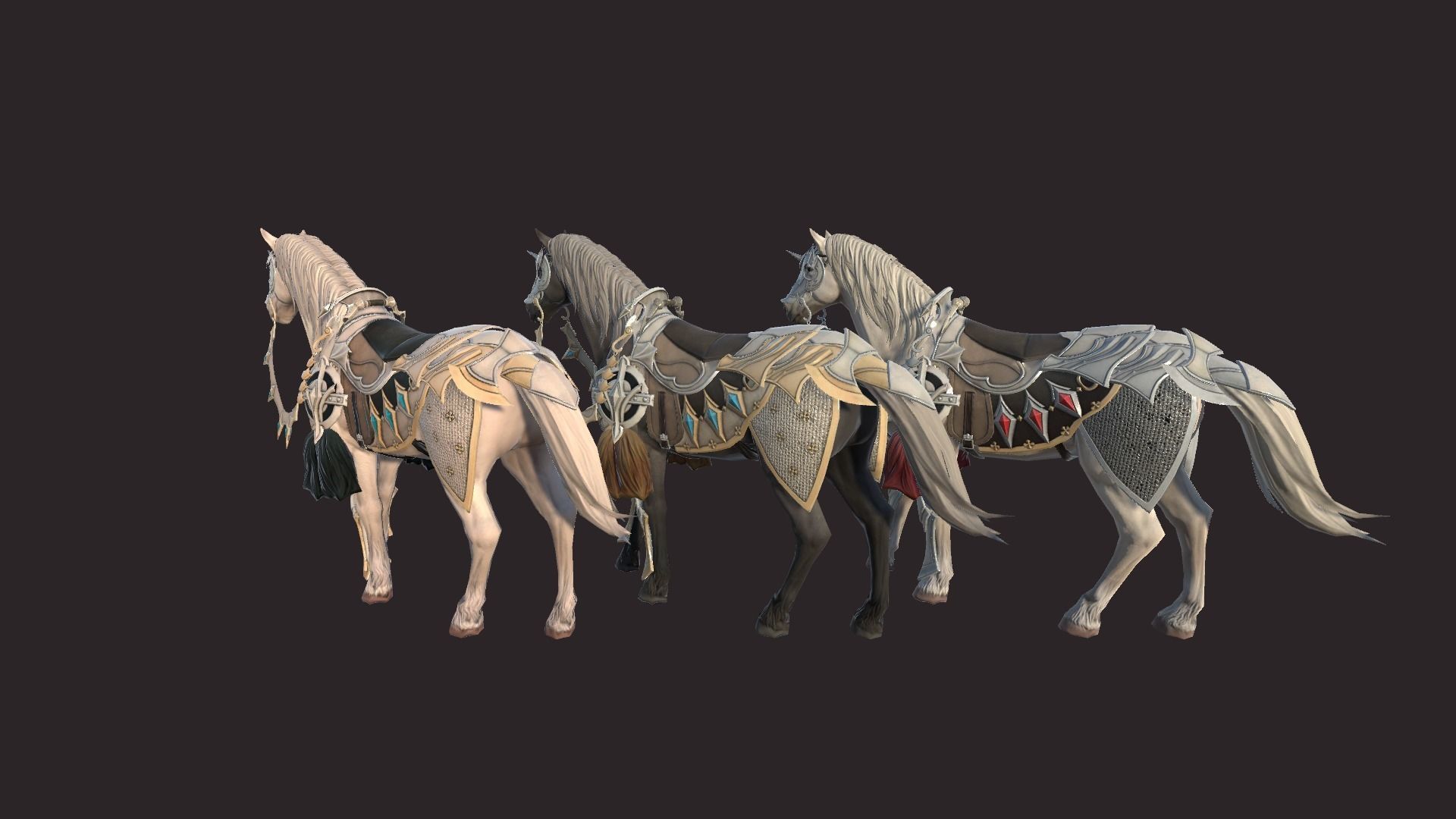 Epic Horses Low-poly 3D model_6