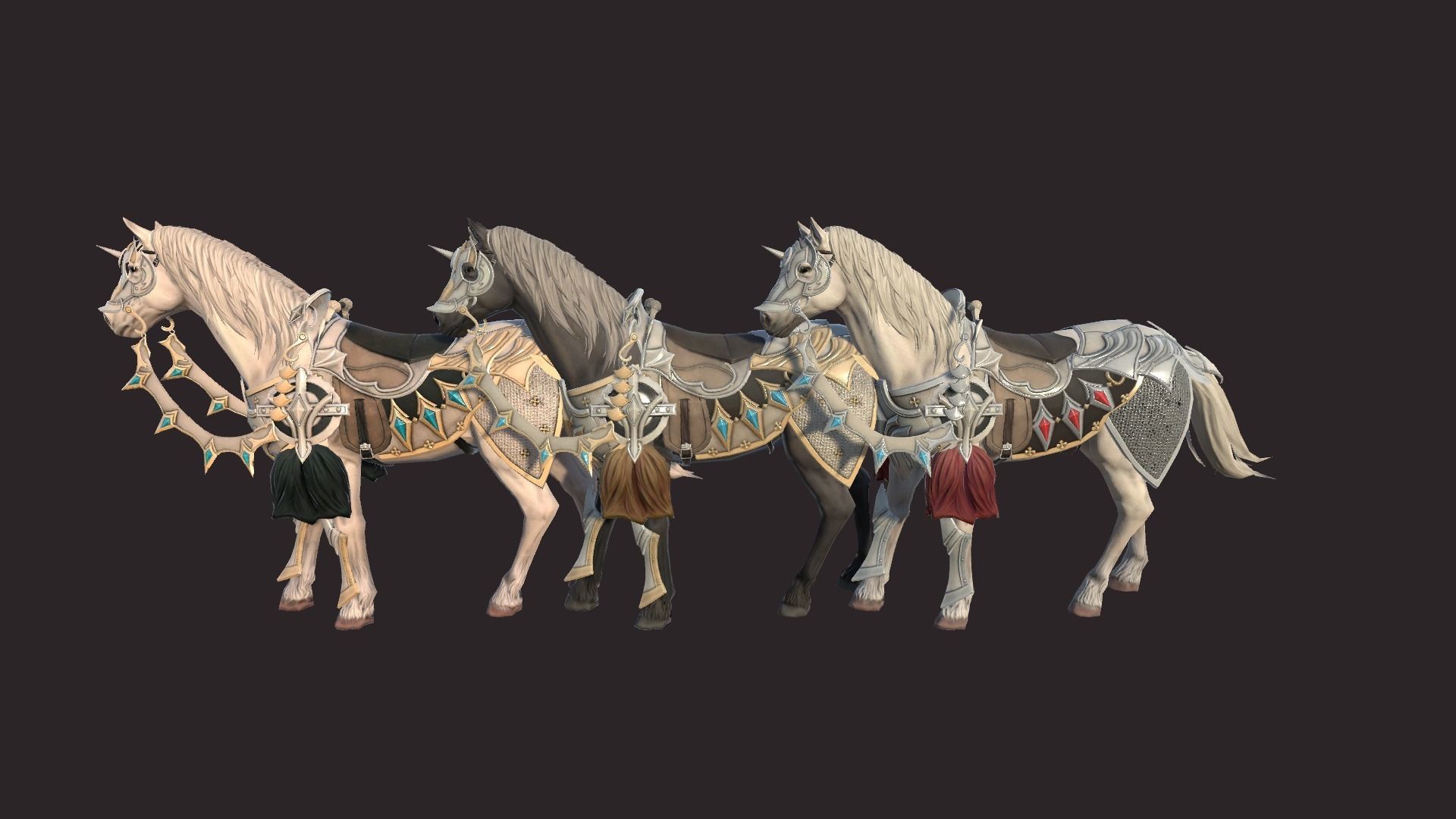 Epic Horses Low-poly 3D model_5