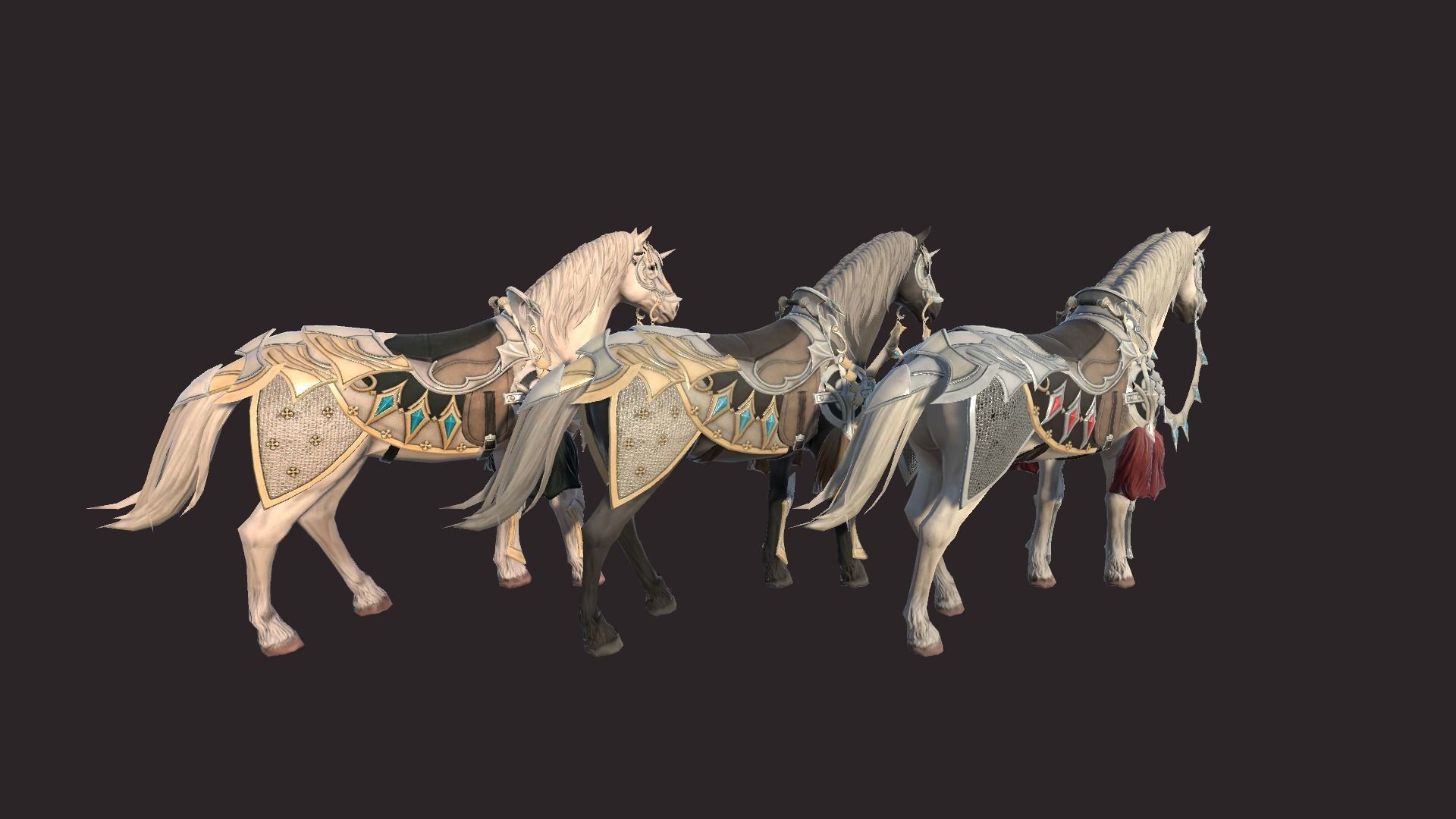 Epic Horses Low-poly 3D model_9