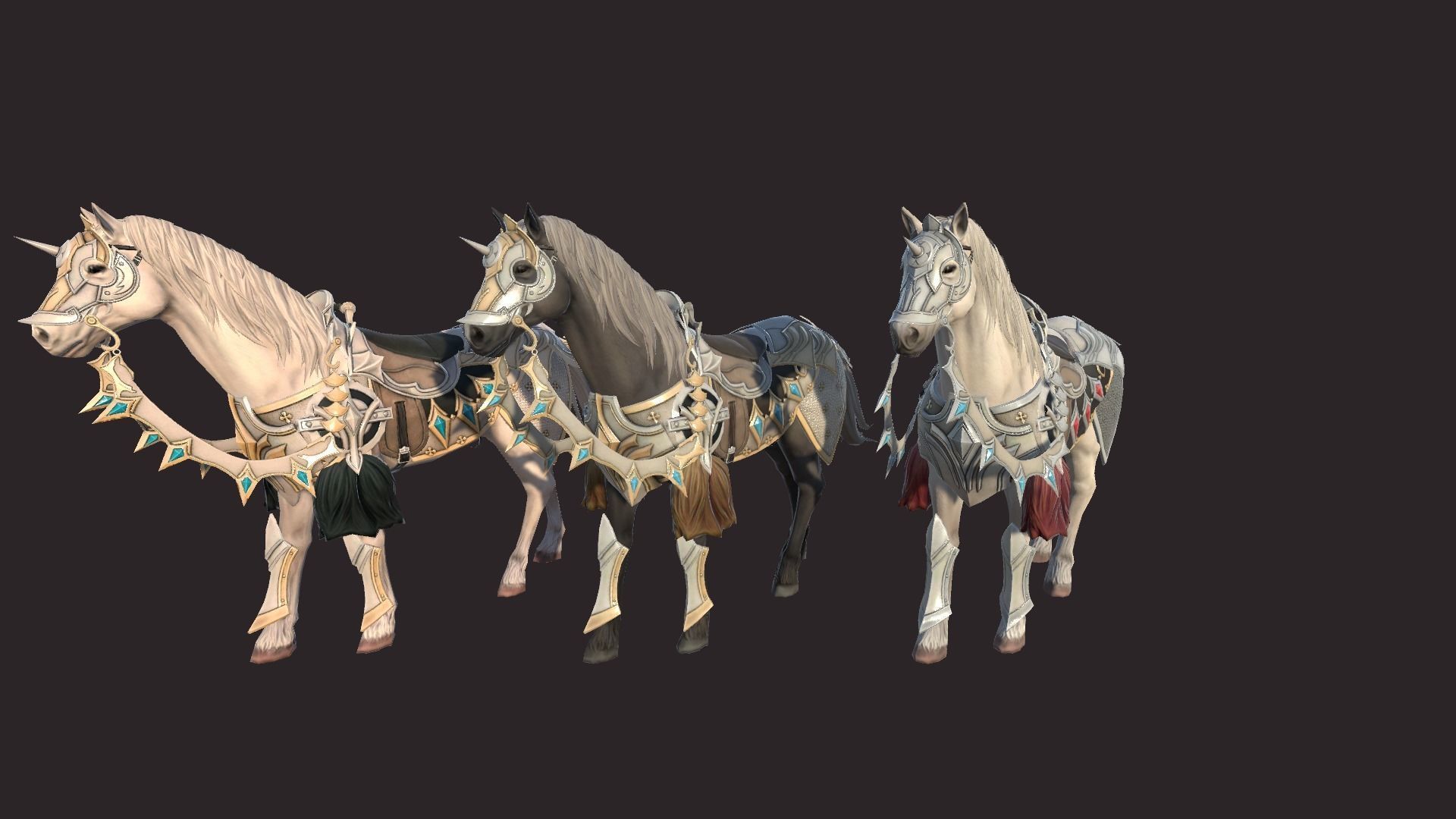 Epic Horses Low-poly 3D model_4