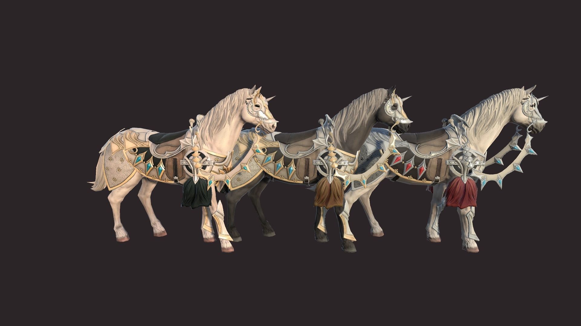 Epic Horses Low-poly 3D model_10