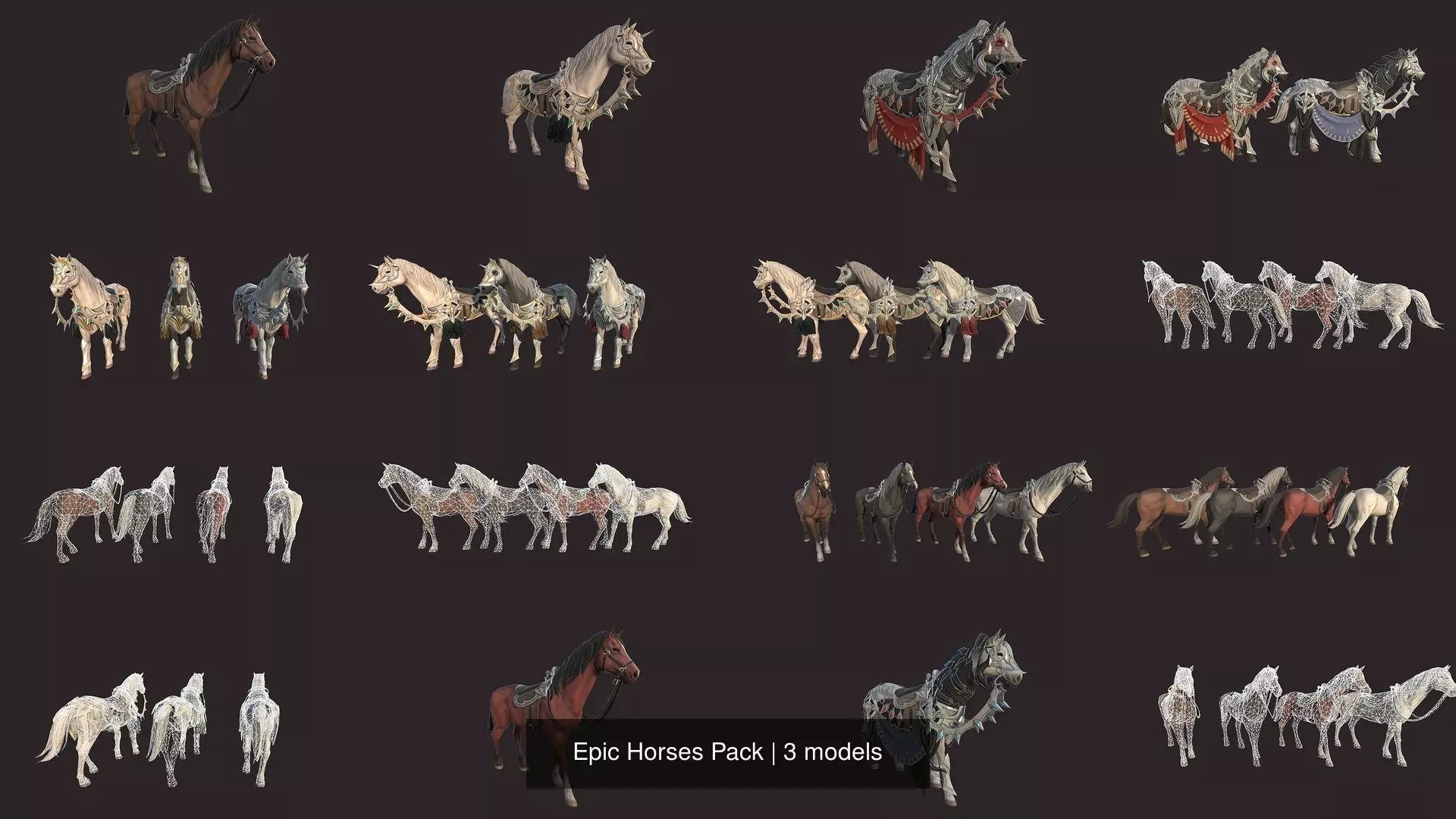 Epic Horses Pack 3D Model Collection_0
