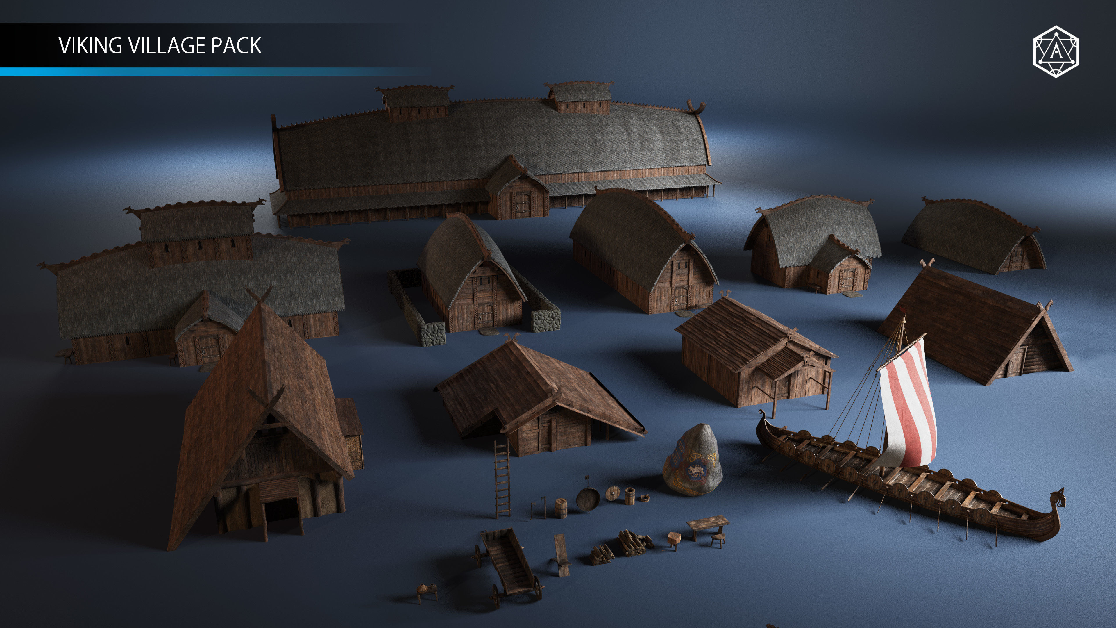 Viking Village Pack and Kit  3D model_1