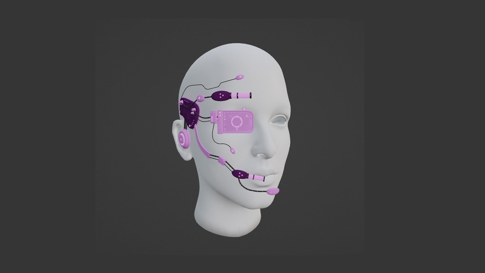 SciFi Glasses E05 Pink - Character Design Fashion Low-poly 3D model_1