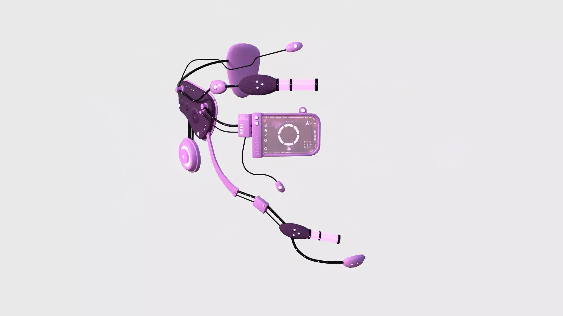 SciFi Glasses E05 Pink - Character Design Fashion Low-poly 3D model_0