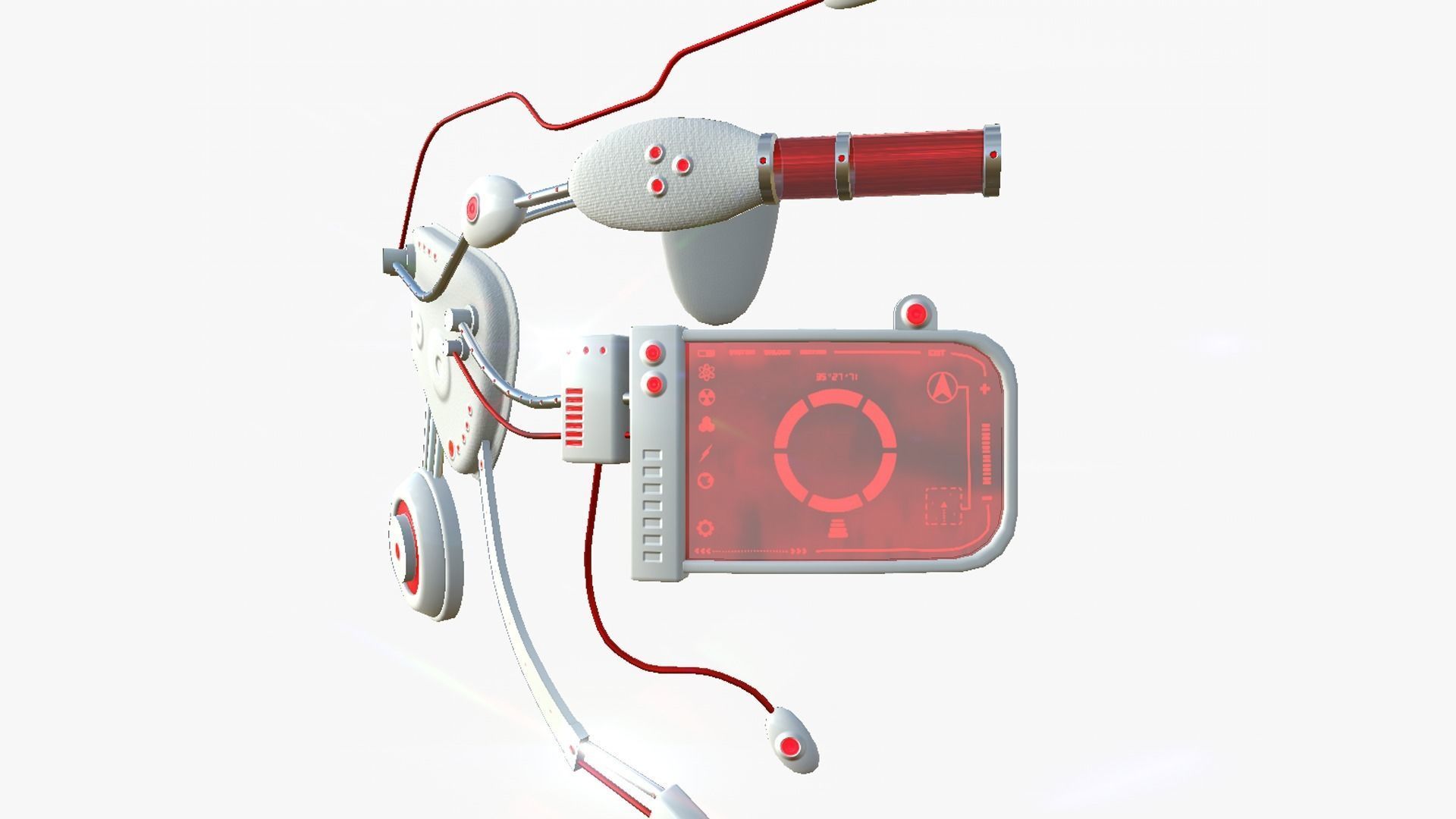 SciFi Glasses E06 White Red - Character Design Fashion Low-poly 3D model_3