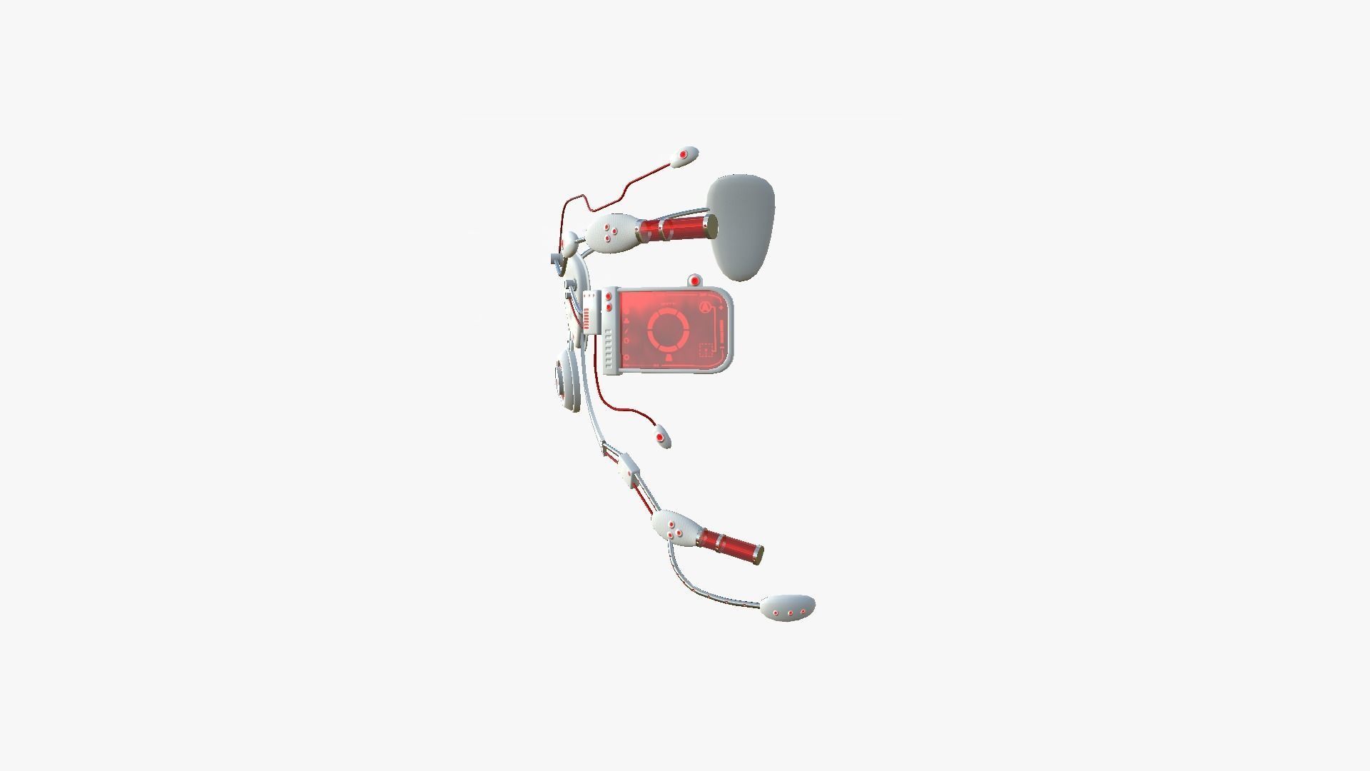 SciFi Glasses E06 White Red - Character Design Fashion Low-poly 3D model_5