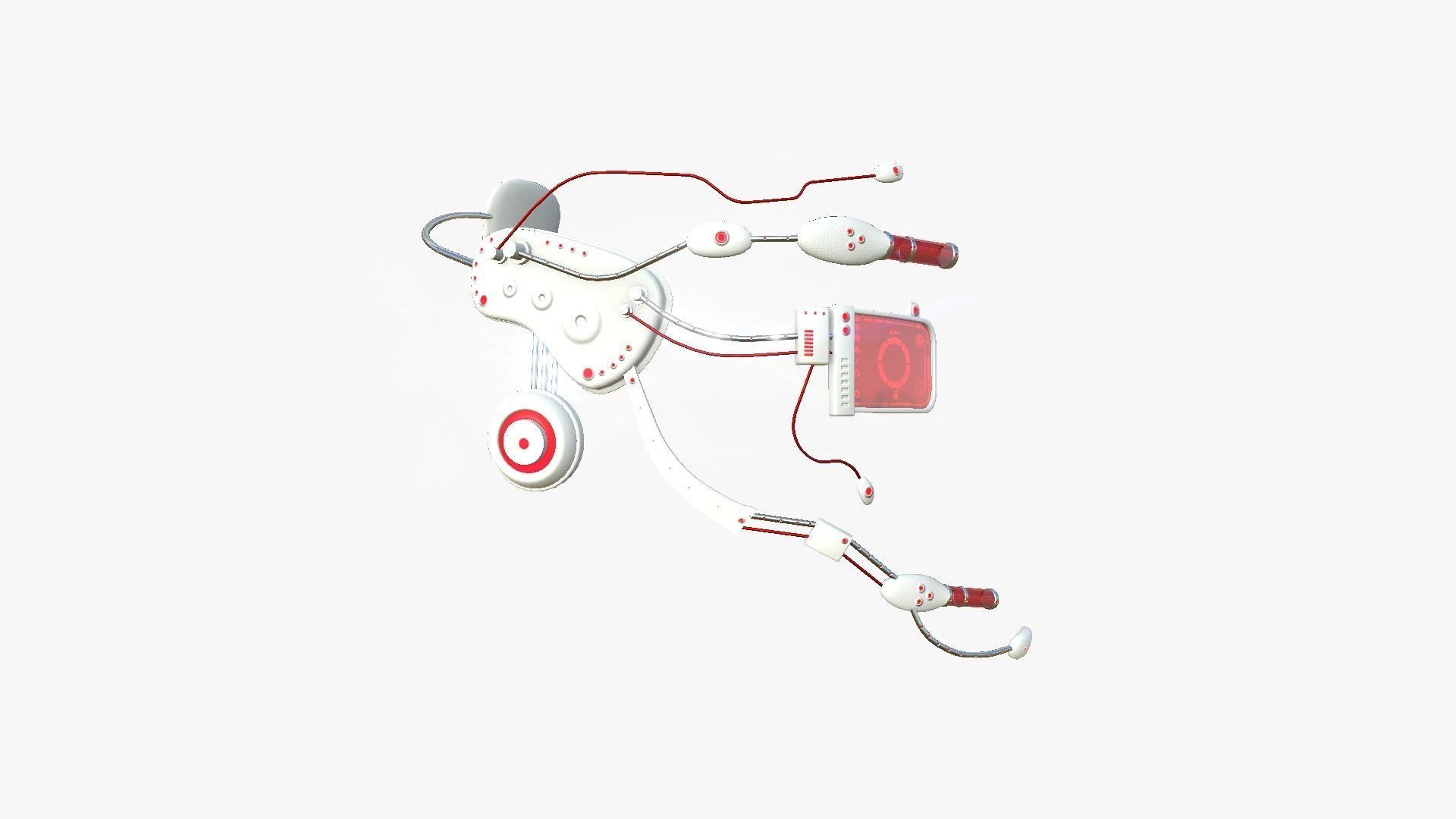 SciFi Glasses E06 White Red - Character Design Fashion Low-poly 3D model_2