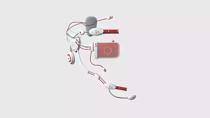 SciFi Glasses E06 White Red - Character Design Fashion Low-poly 3D model