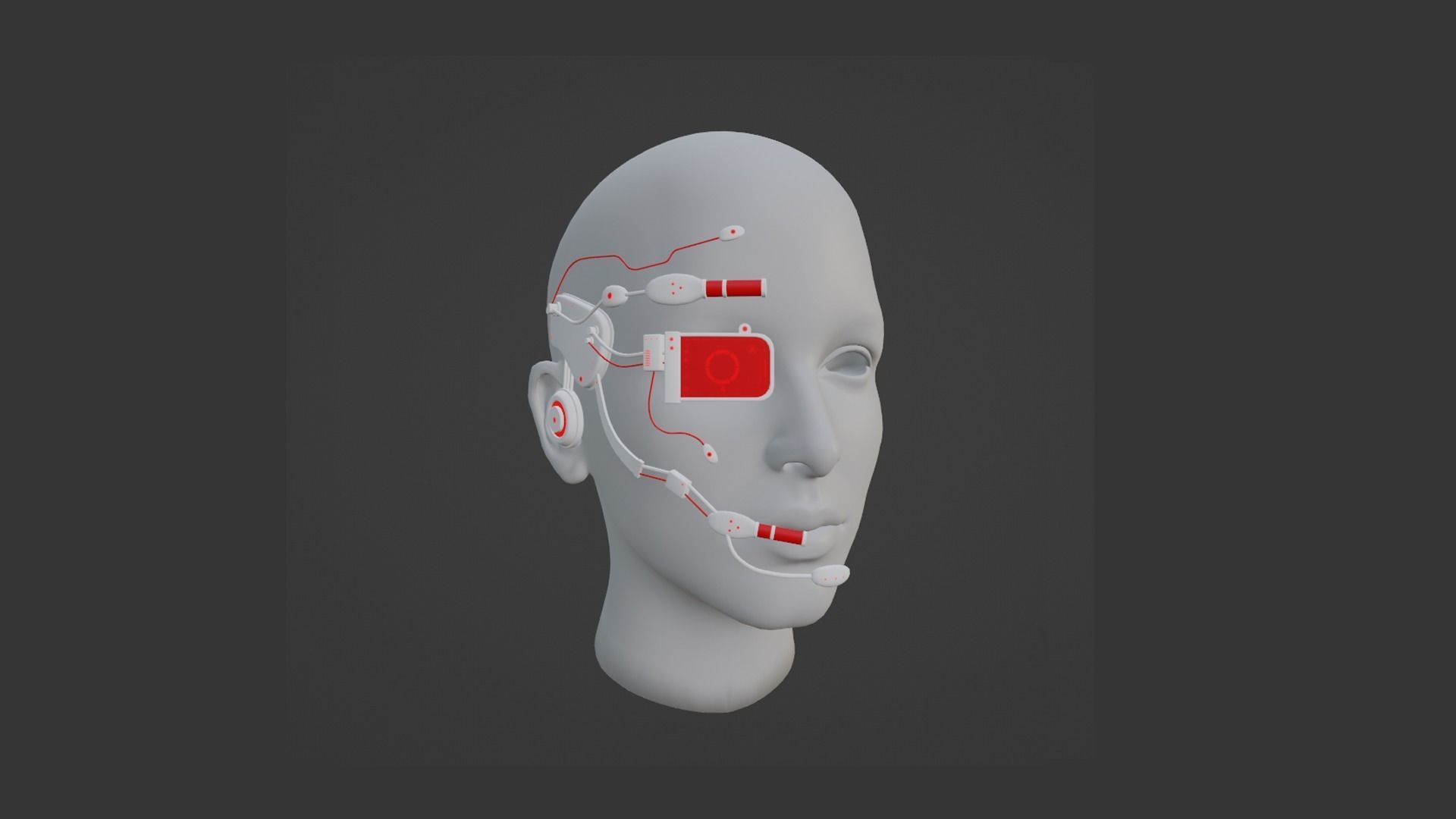 SciFi Glasses E06 White Red - Character Design Fashion Low-poly 3D model_1