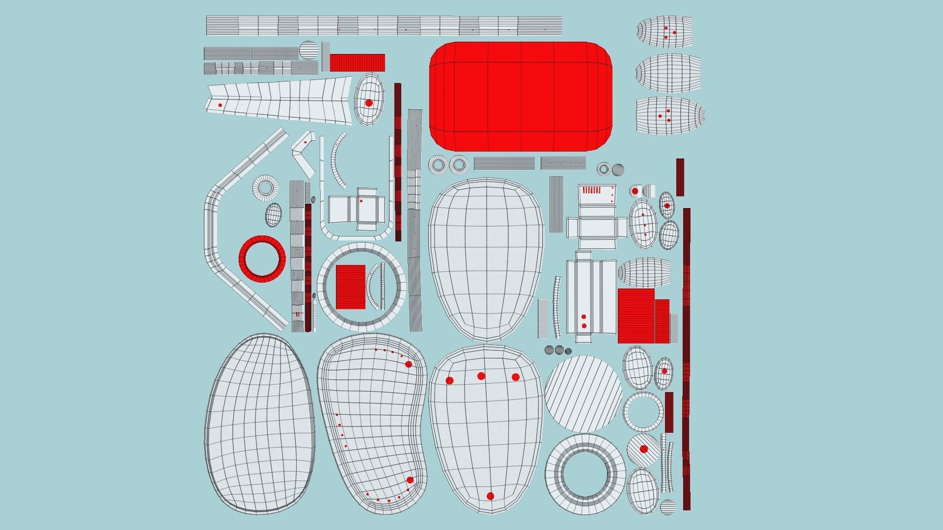 SciFi Glasses E06 White Red - Character Design Fashion Low-poly 3D model_6