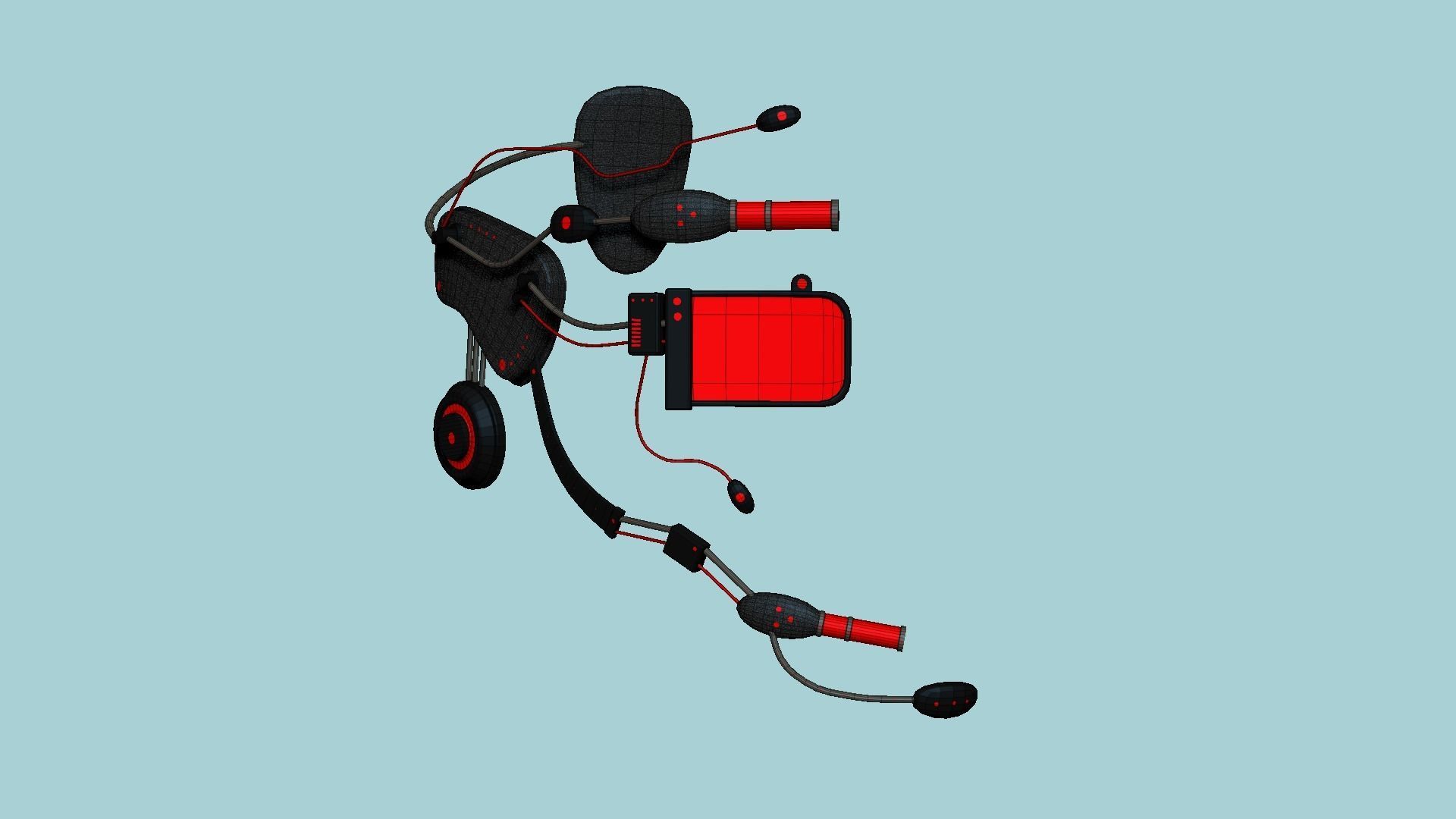 SciFi Glasses E07 Black Red - Character Design Fashion Low-poly 3D model_7