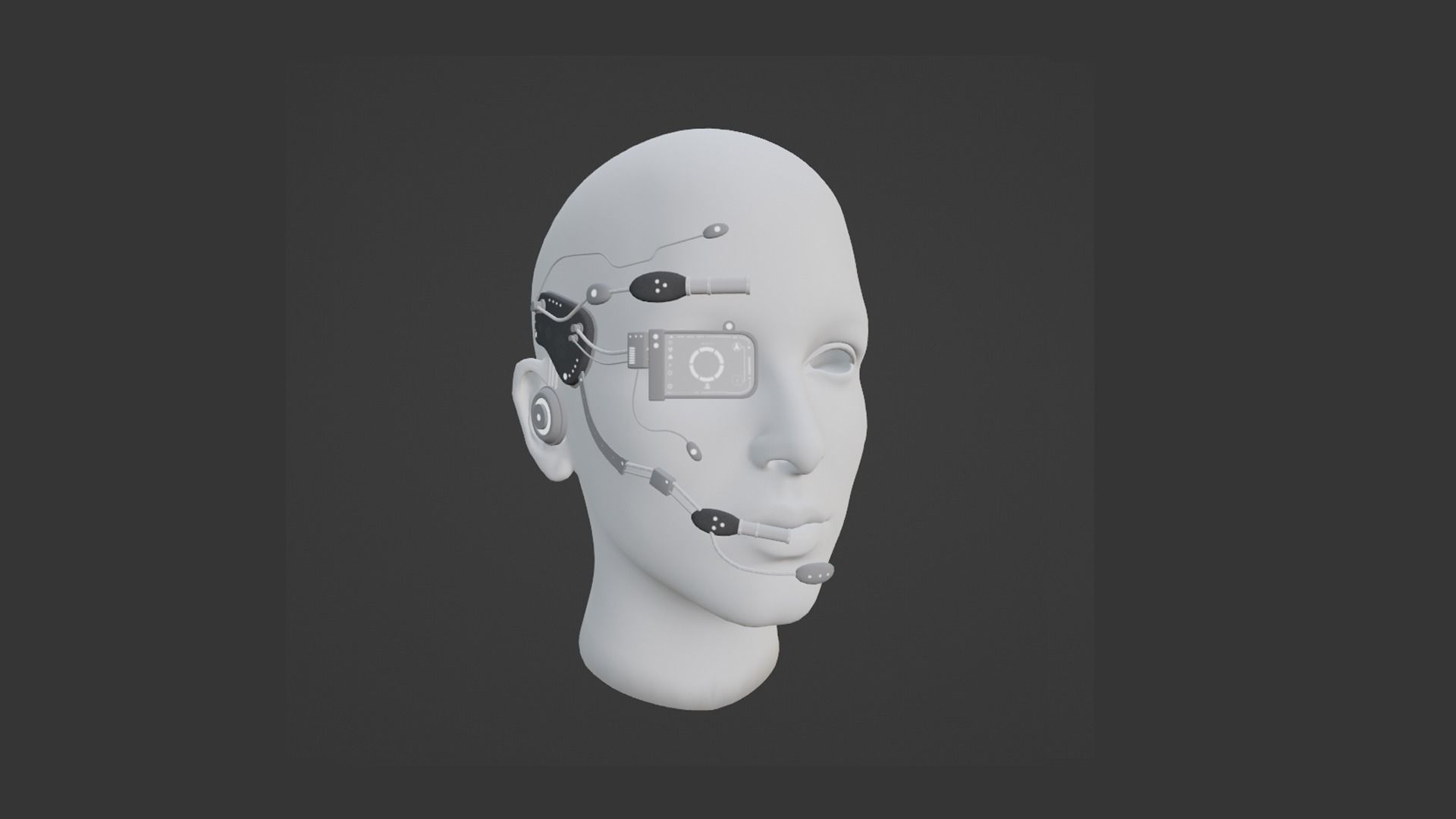 SciFi Glasses E08 Gray White - Character Design Fashion Low-poly 3D model_1