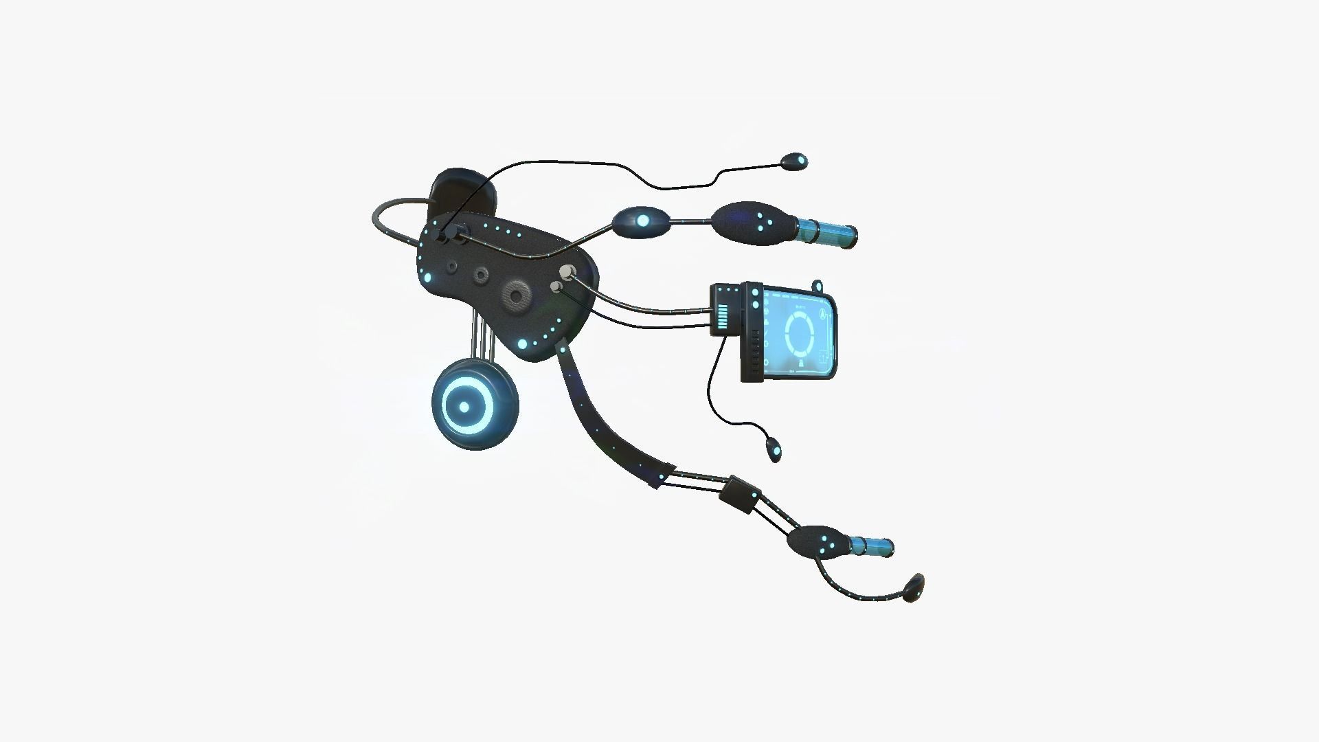 SciFi Glasses E09 Black Blue - Character Design Fashion Low-poly 3D model_2