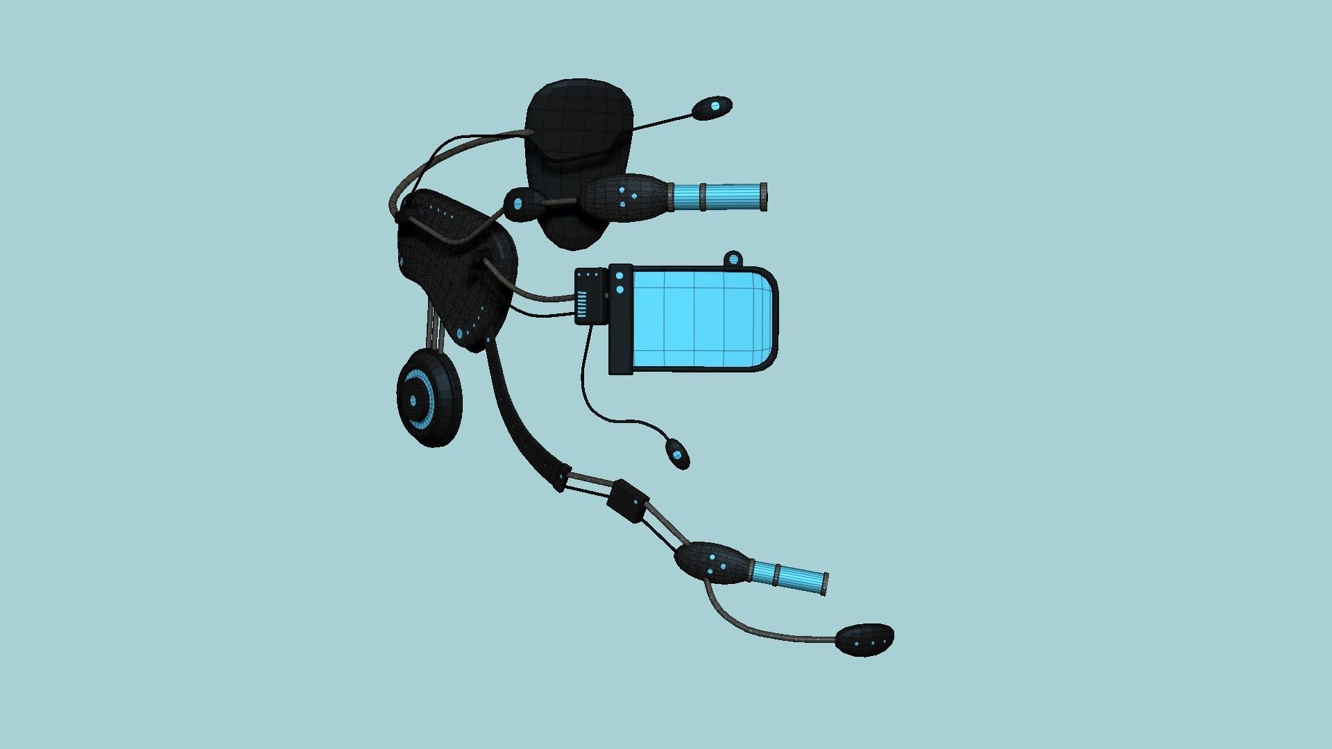 SciFi Glasses E09 Black Blue - Character Design Fashion Low-poly 3D model_7