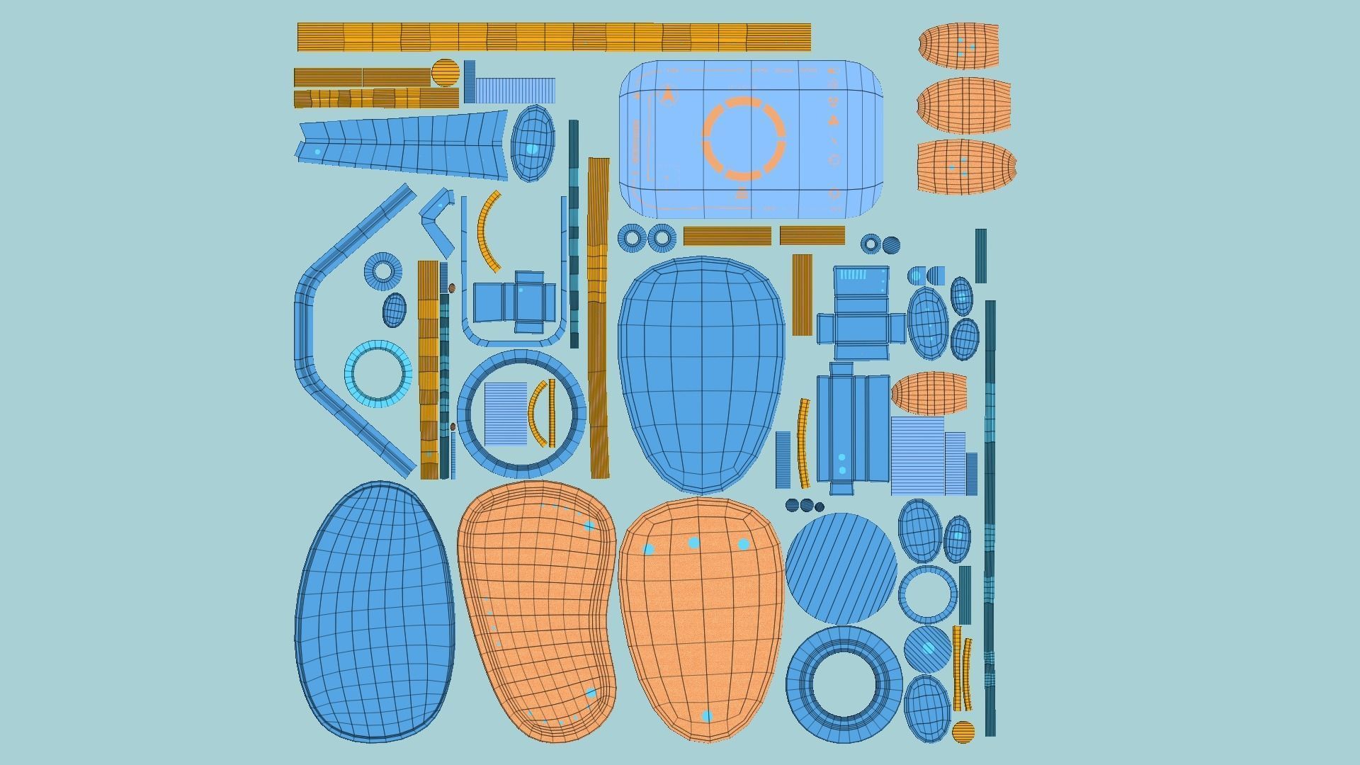 SciFi Glasses E10 Orange Blue - Character Design Fashion Low-poly 3D model_6