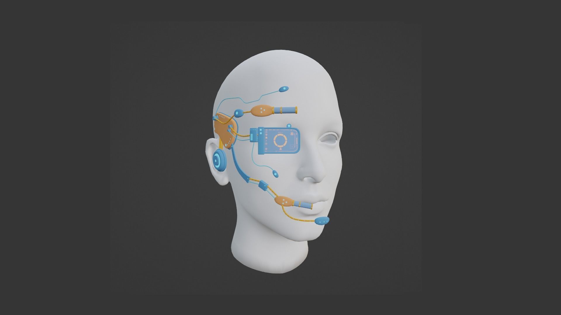 SciFi Glasses E10 Orange Blue - Character Design Fashion Low-poly 3D model_1