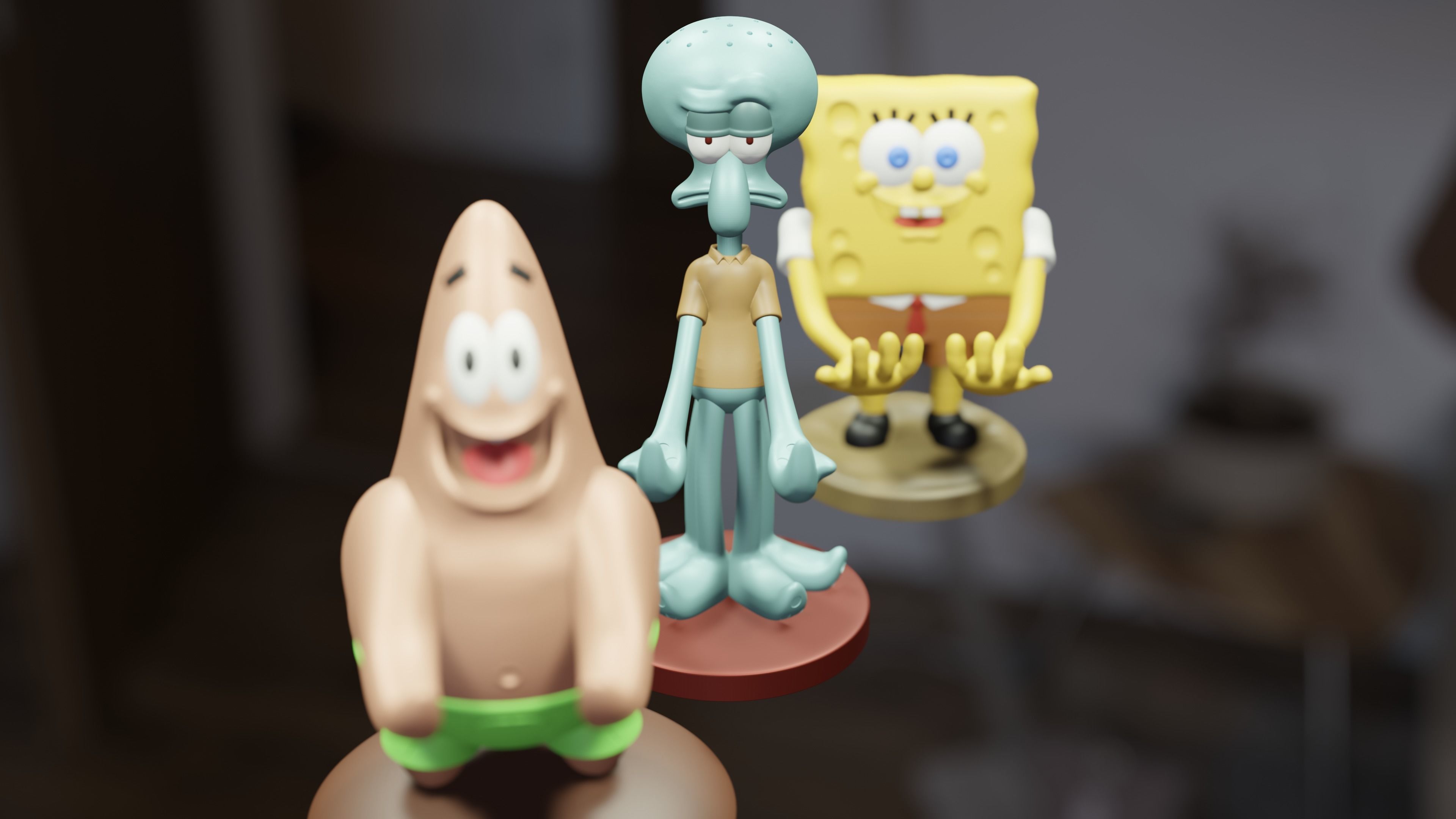 Porta Joystick Pack Bob Esponja - Patricio Estrella - Calamardo 3D print model_5