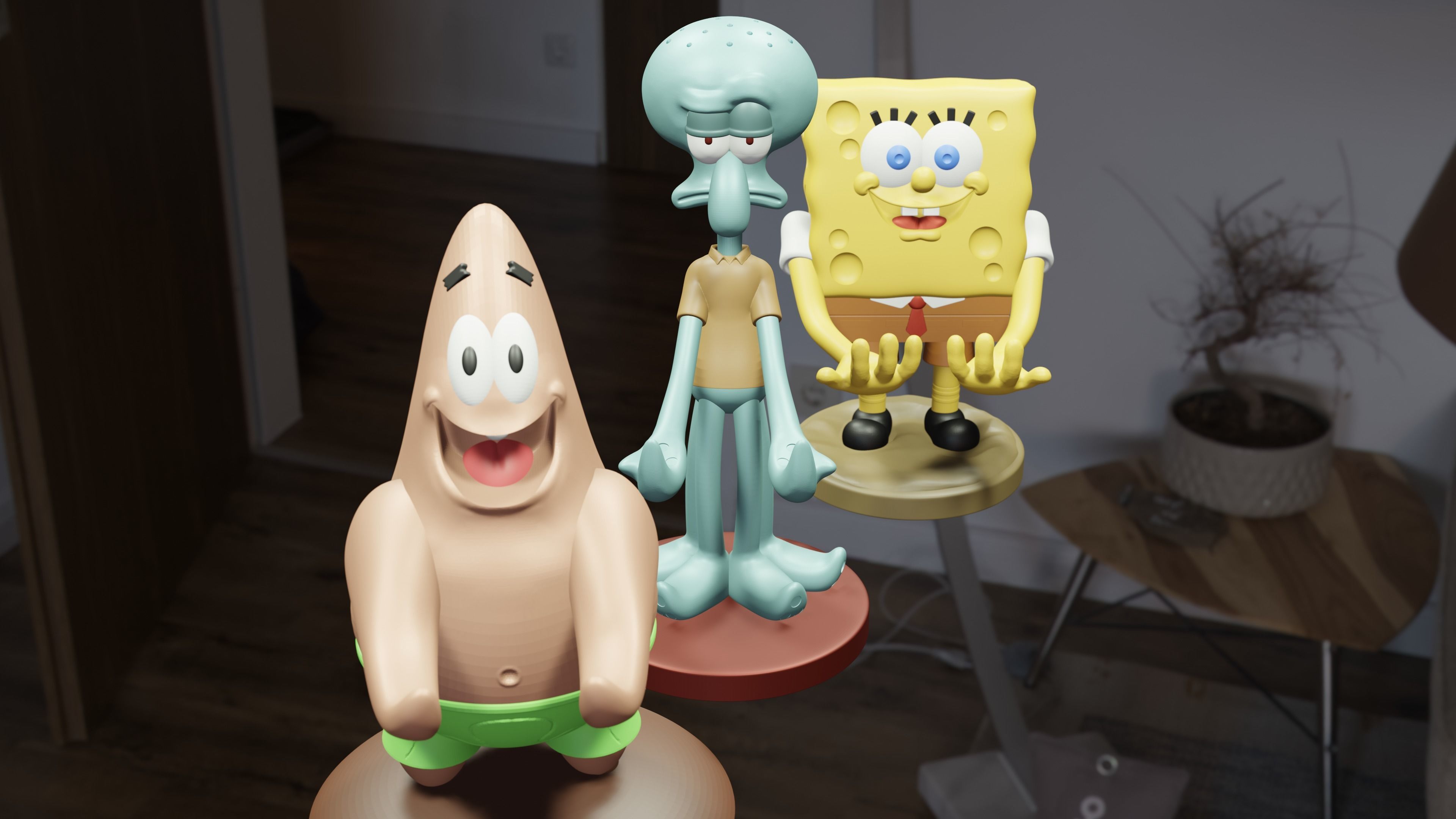 Porta Joystick Pack Bob Esponja - Patricio Estrella - Calamardo 3D print model_7