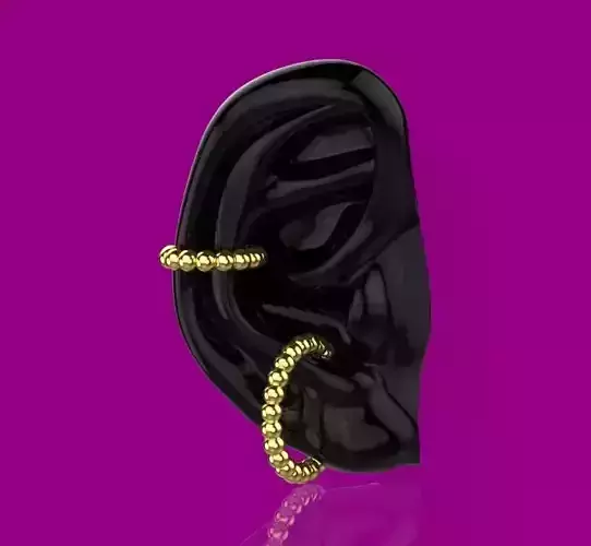 Sphere Beaded Ear Cuff Earrings 3D Print Model
