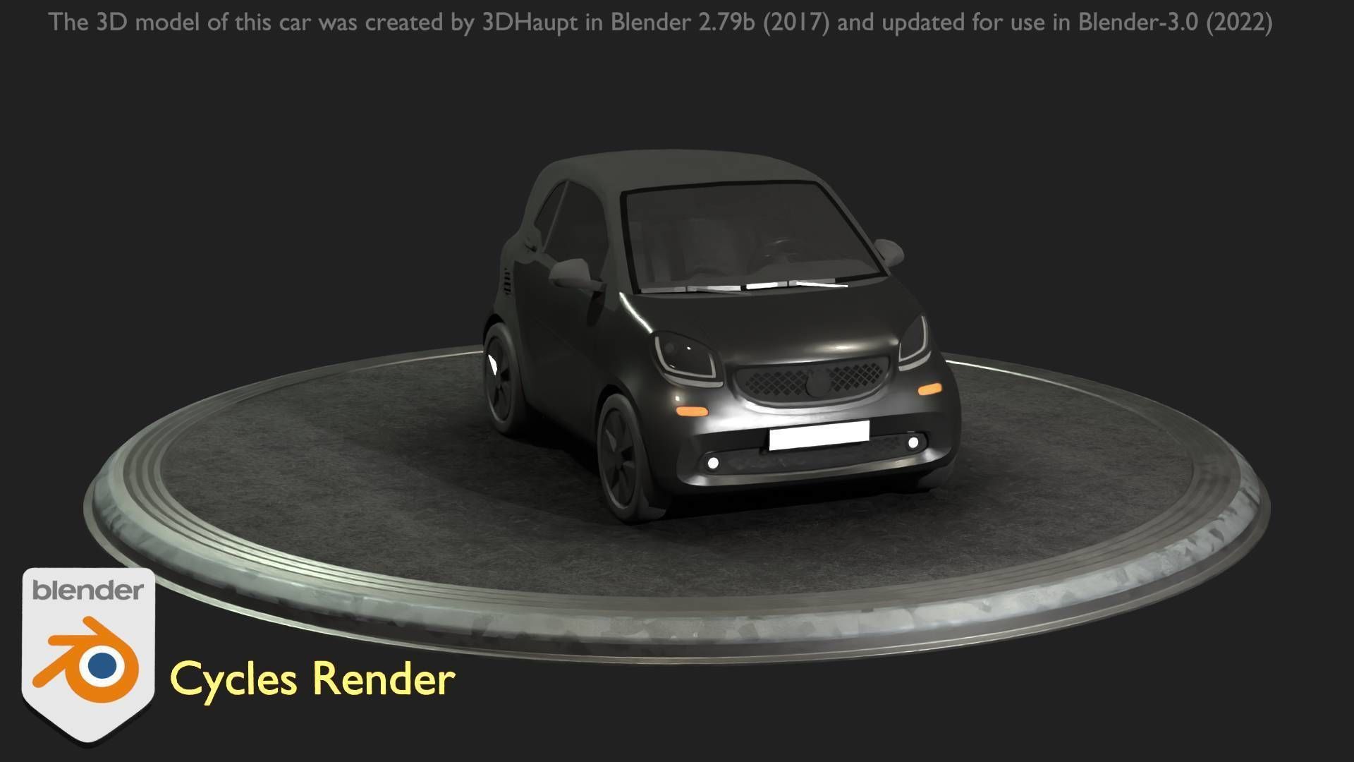 City Car 11 Small Type-E Black Low-poly 3D model_78