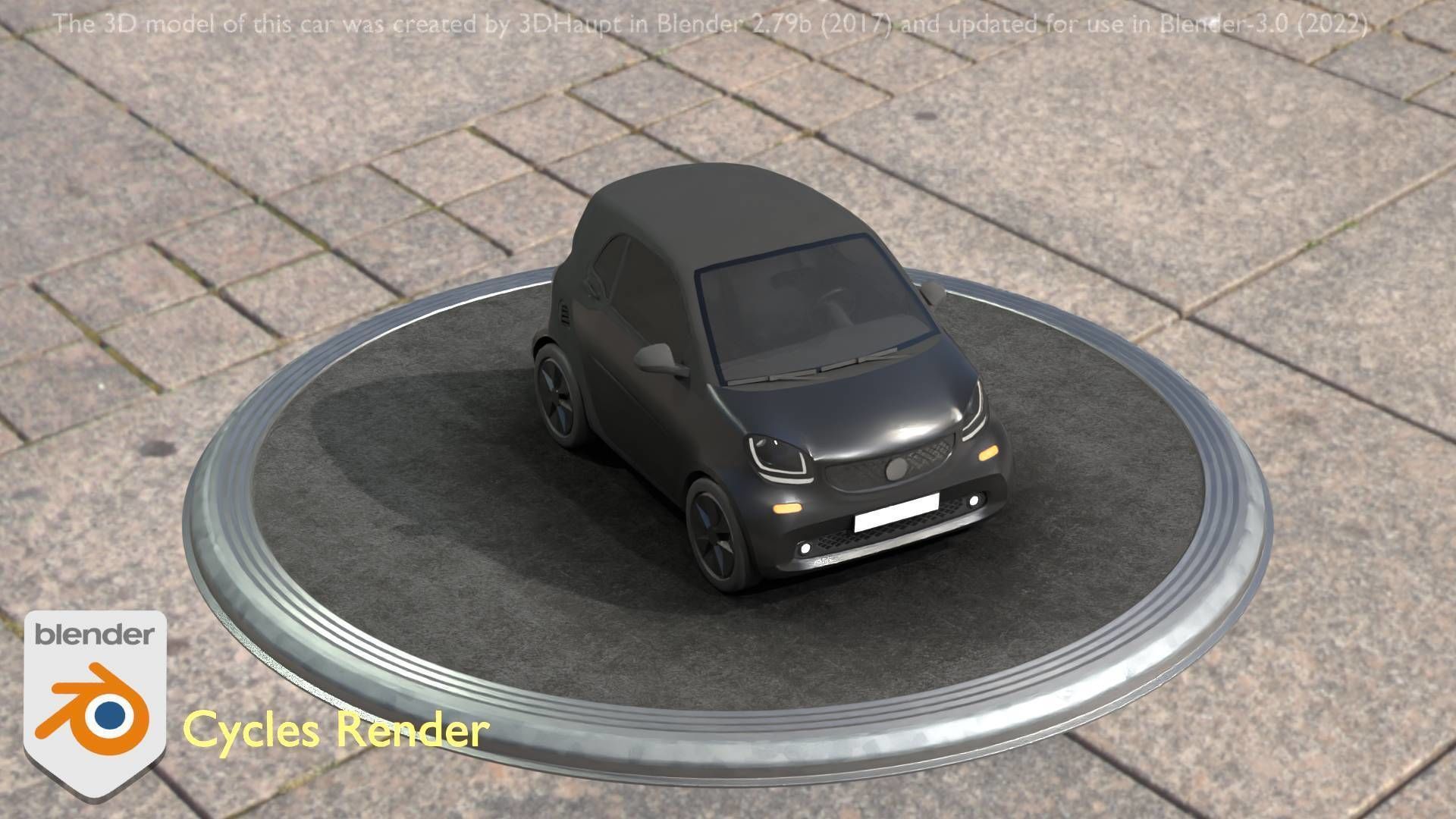 City Car 11 Small Type-E Black Low-poly 3D model_93