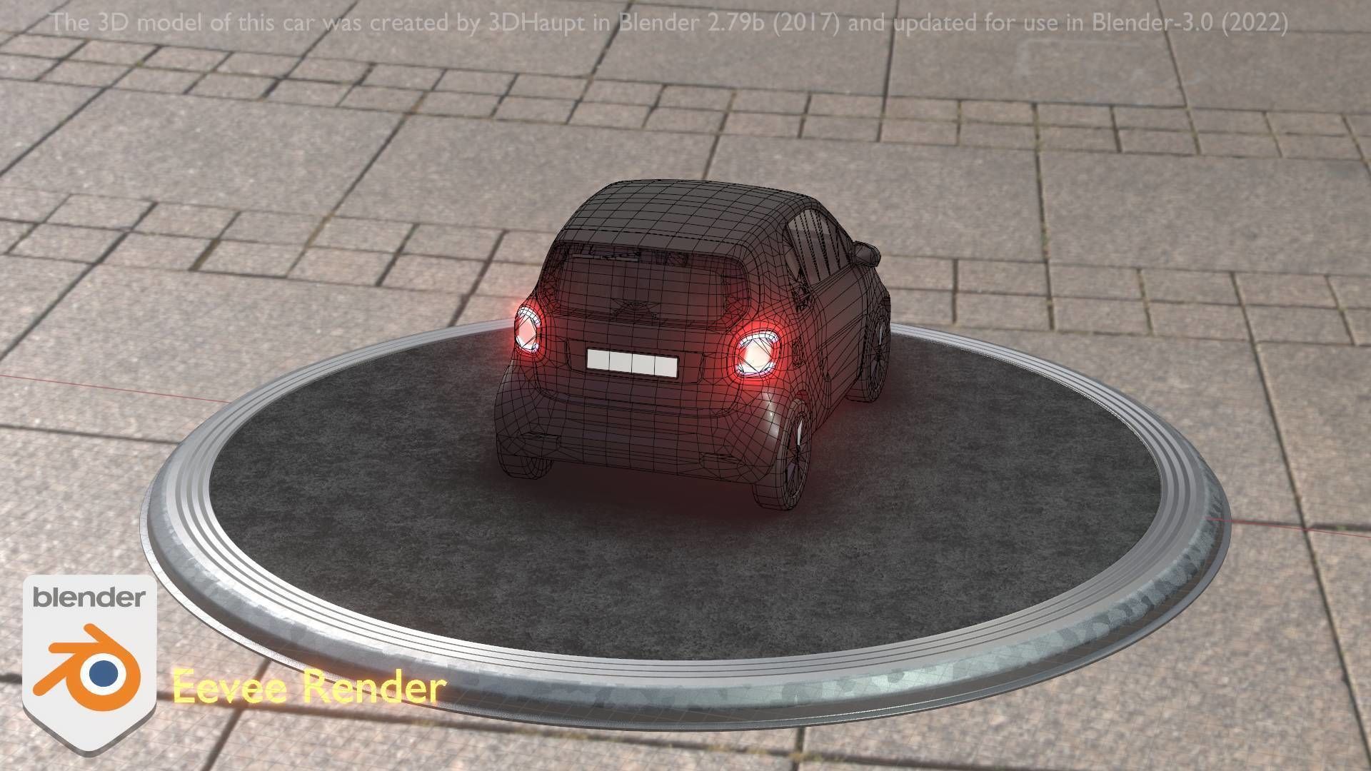 City Car 11 Small Type-E Black Low-poly 3D model_7