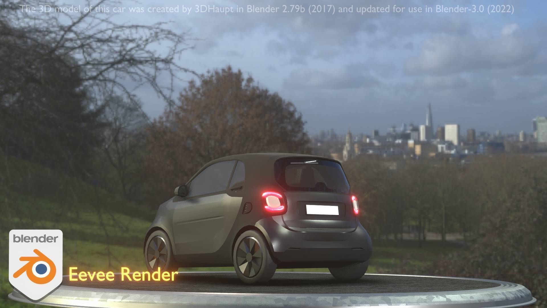 City Car 11 Small Type-E Black Low-poly 3D model_3