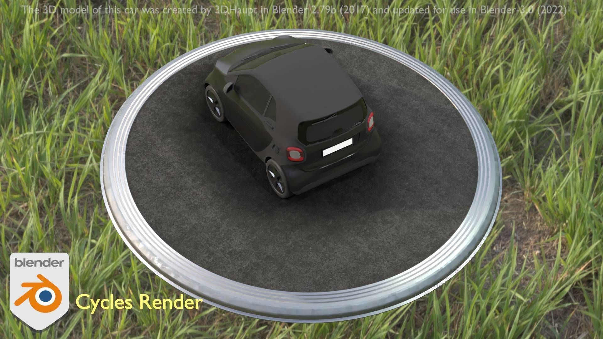 City Car 11 Small Type-E Black Low-poly 3D model_15