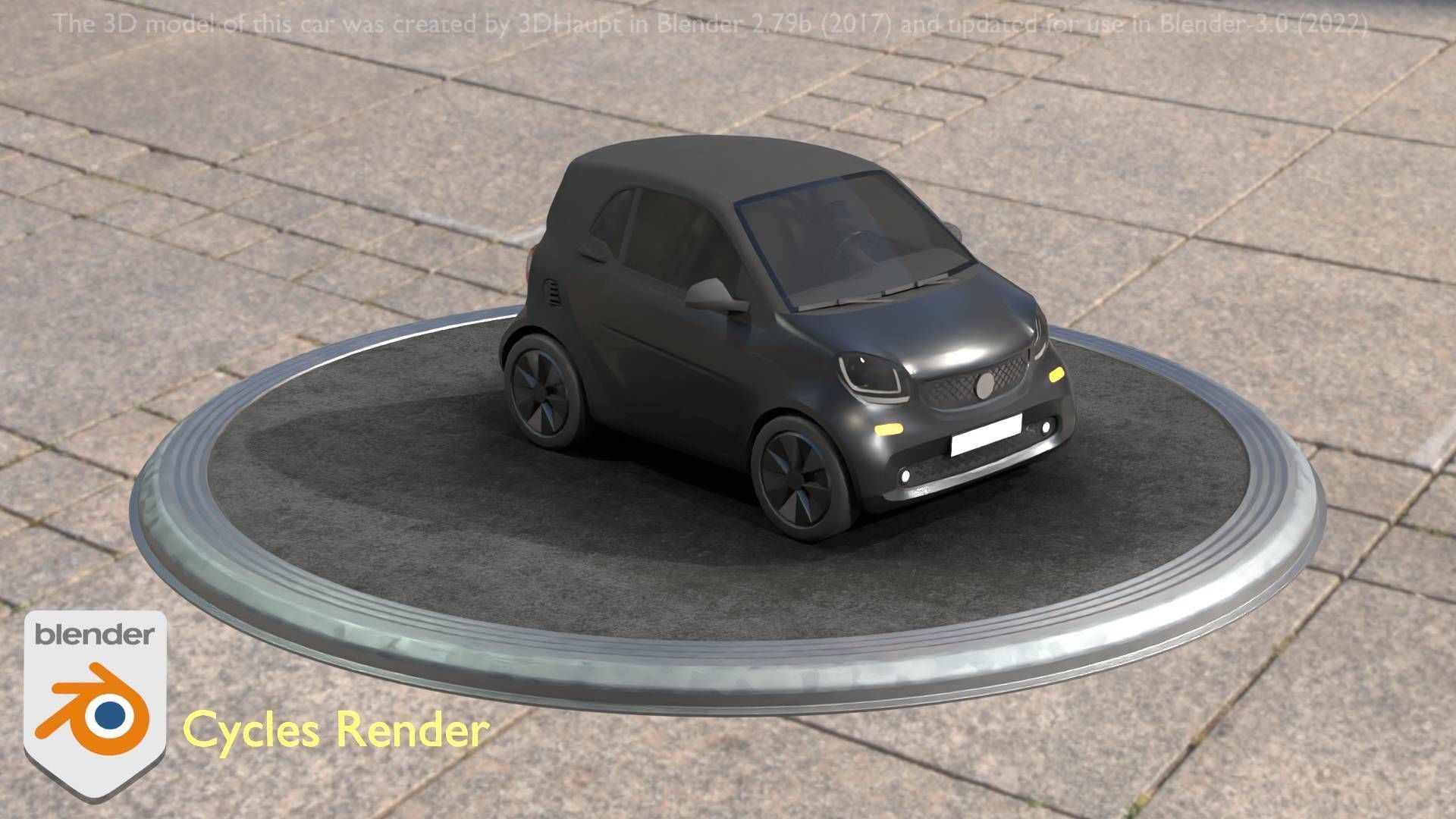 City Car 11 Small Type-E Black Low-poly 3D model_45