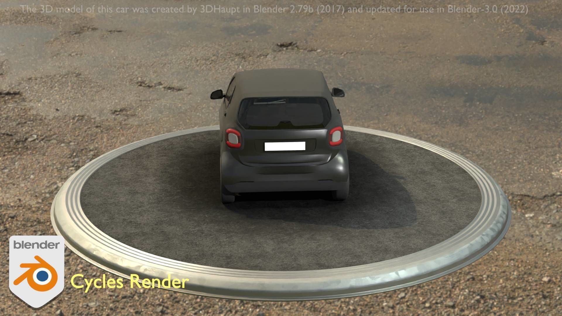 City Car 11 Small Type-E Black Low-poly 3D model_10