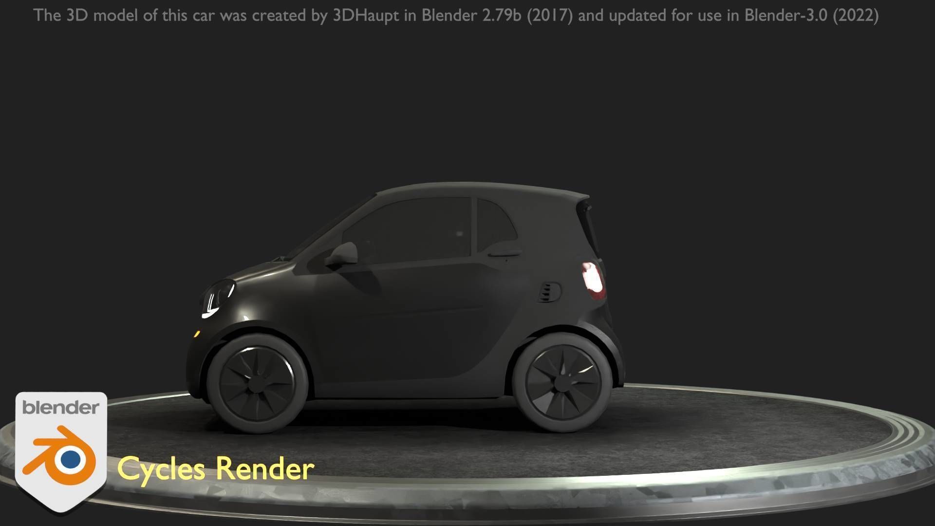 City Car 11 Small Type-E Black Low-poly 3D model_5