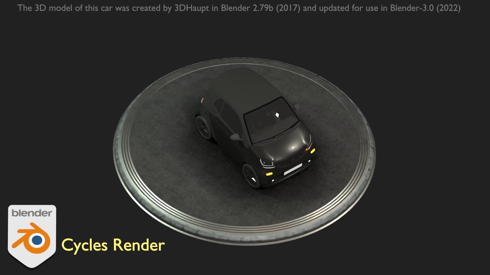 City Car 11 Small Type-E Black Low-poly 3D model_20