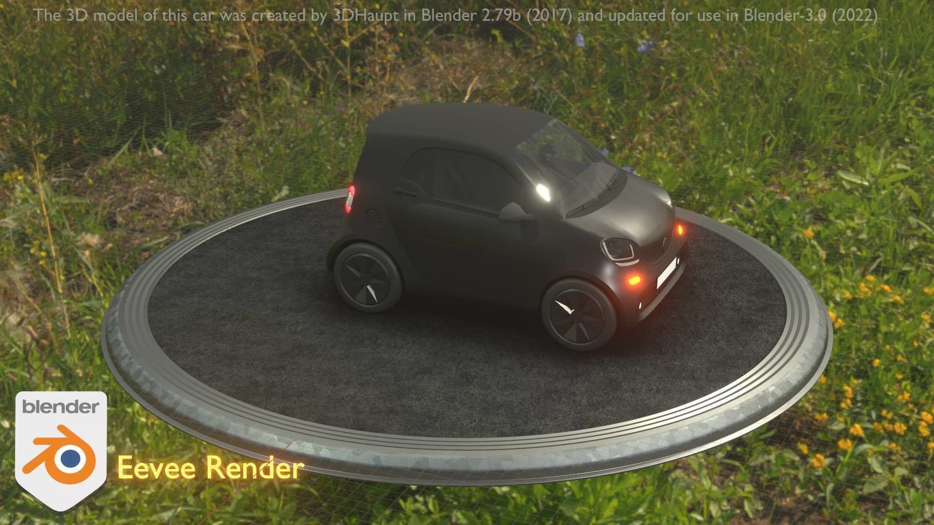 City Car 11 Small Type-E Black Low-poly 3D model_34