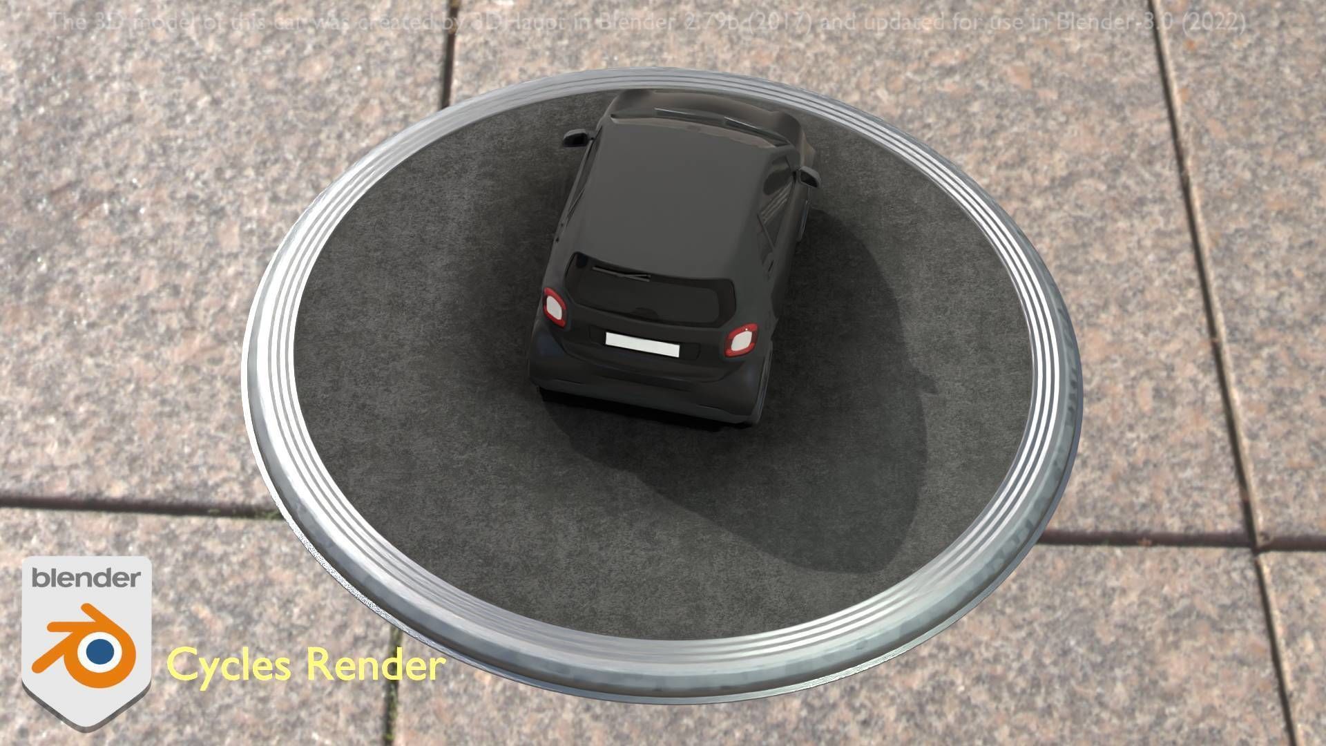 City Car 11 Small Type-E Black Low-poly 3D model_23