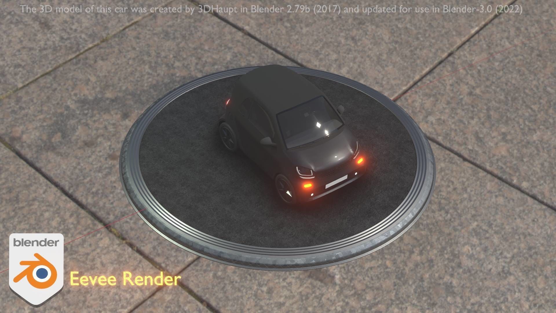 City Car 11 Small Type-E Black Low-poly 3D model_63