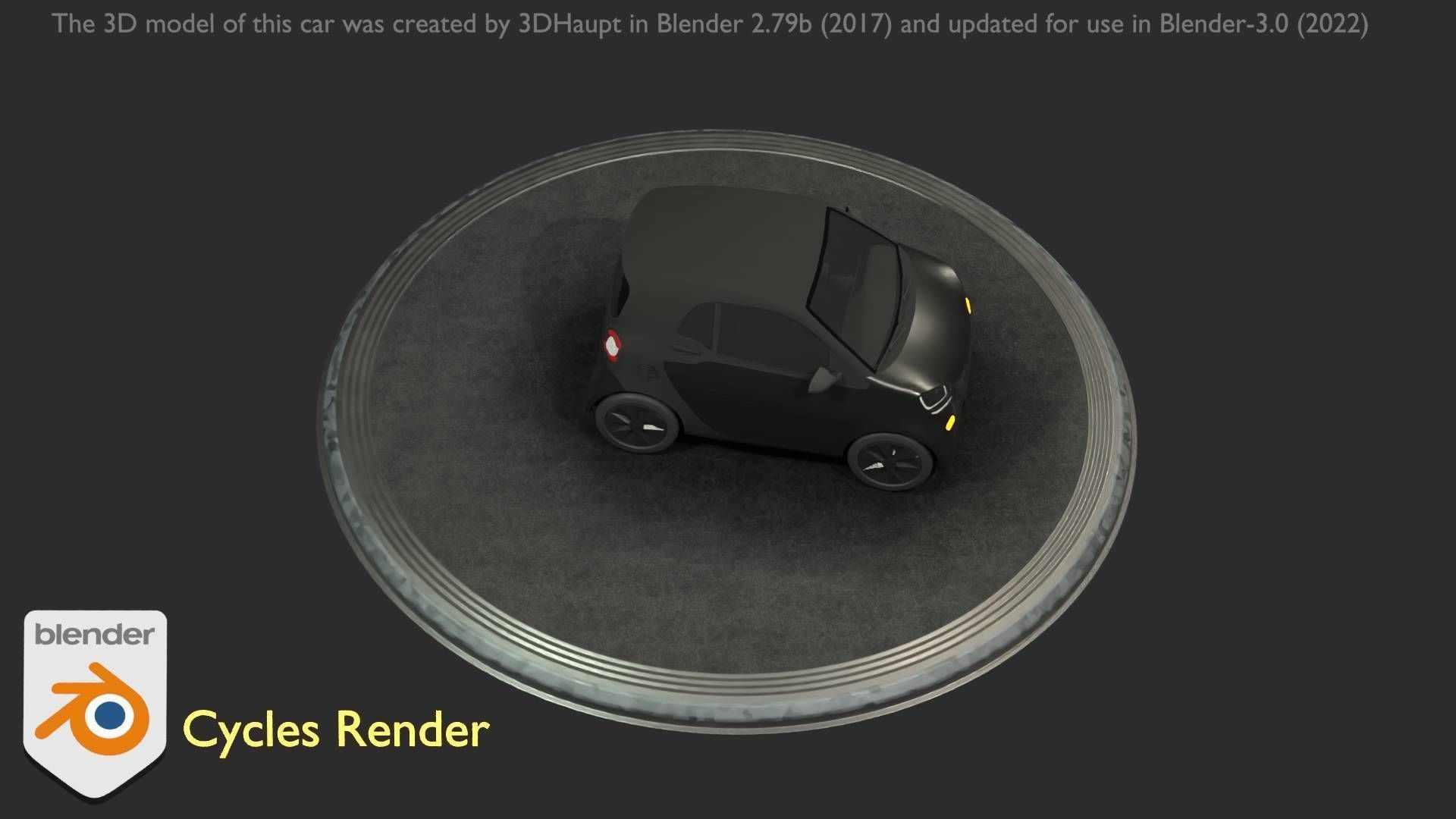 City Car 11 Small Type-E Black Low-poly 3D model_17
