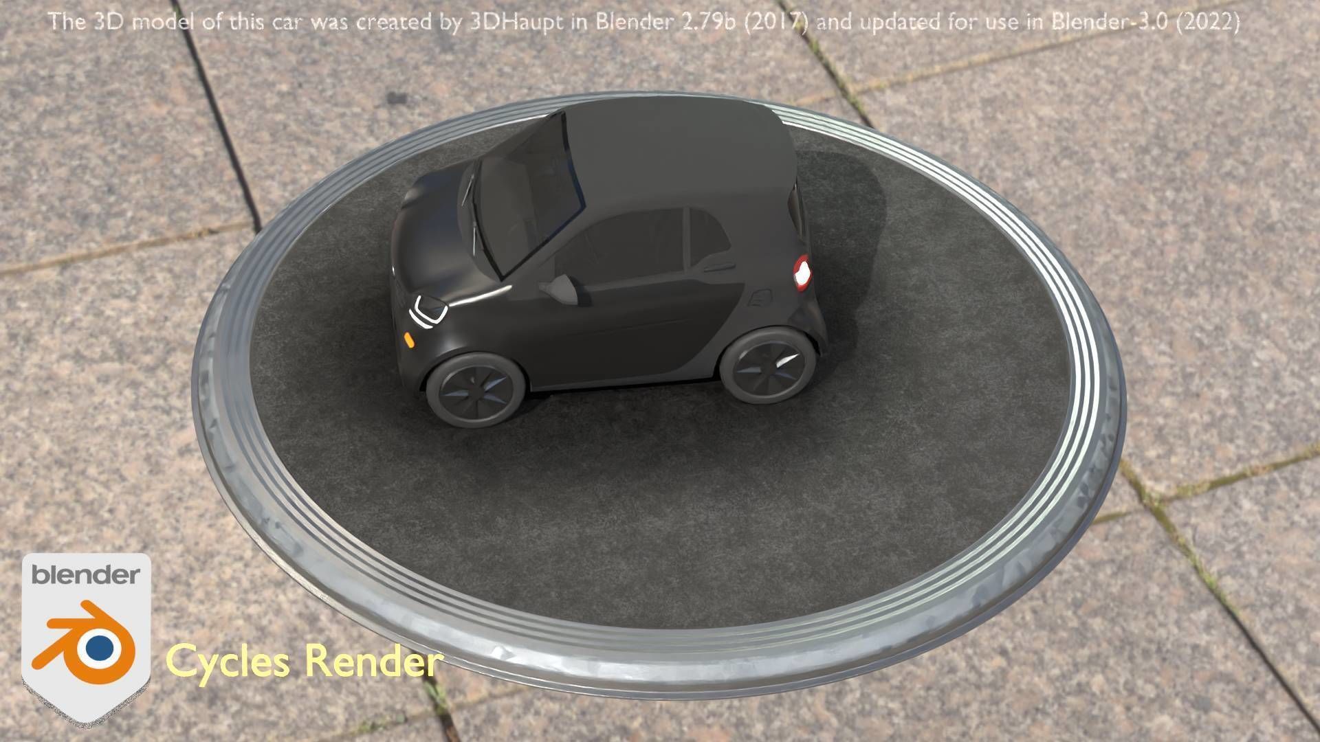 City Car 11 Small Type-E Black Low-poly 3D model_49