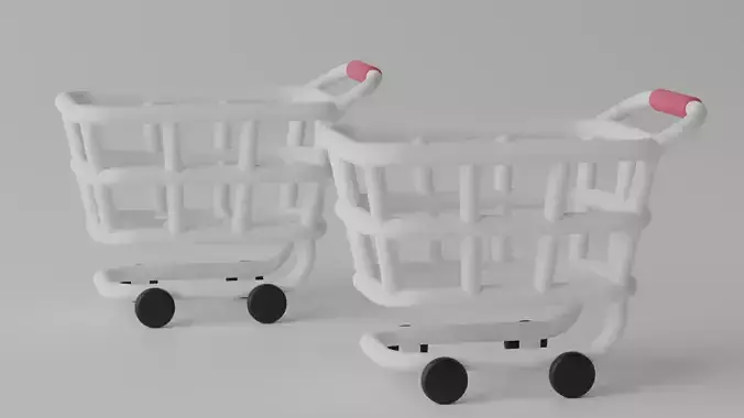 Cartoon Simple Shopping Cart Low-poly 3D model