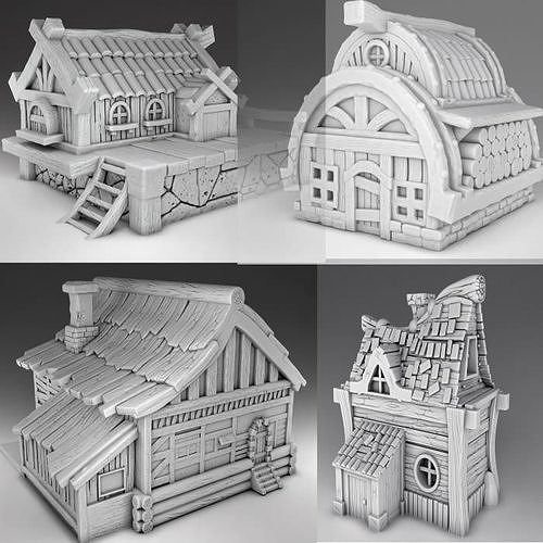 Full set - village houses 3D print model