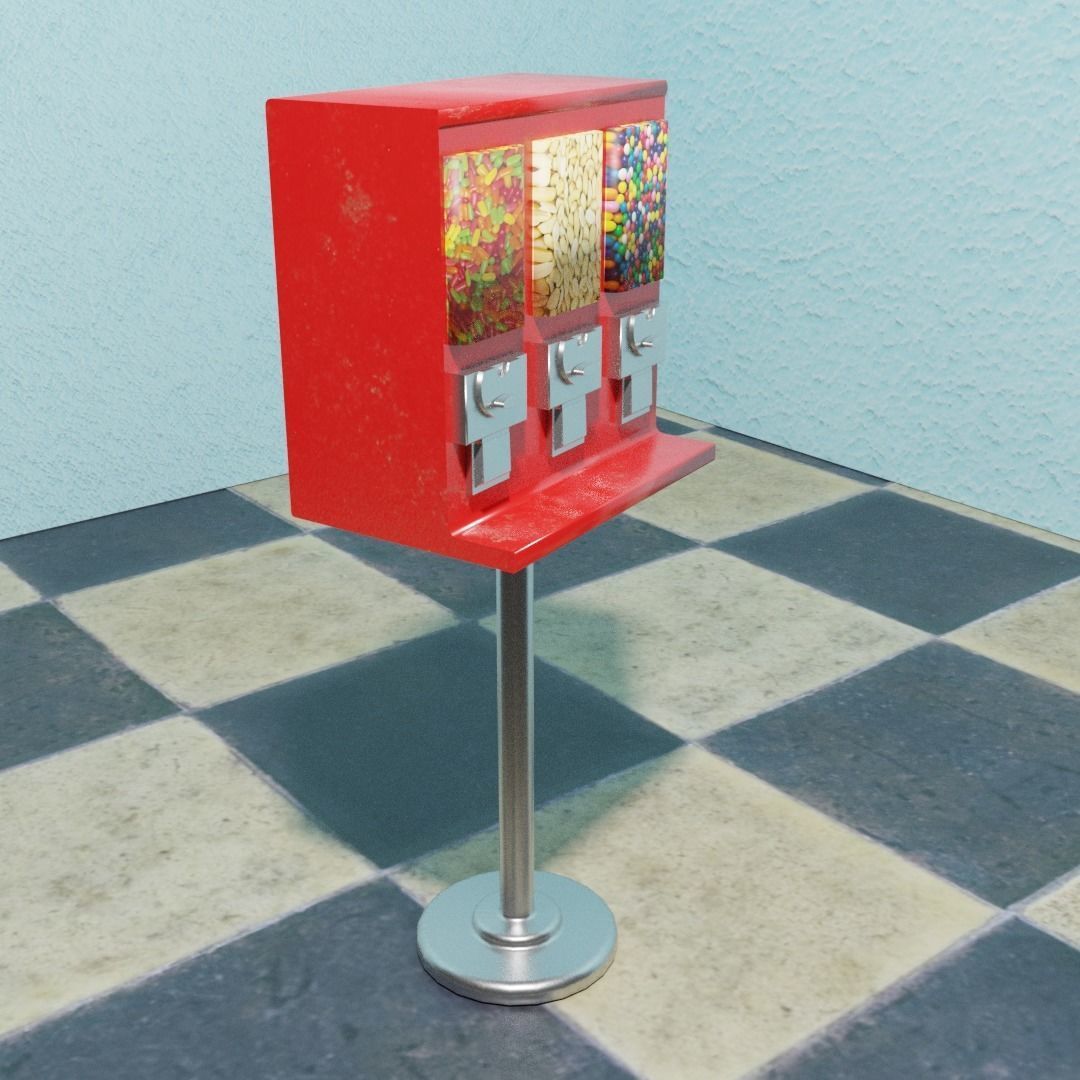 Triple Shop Gumball and Candy Machine Set of 3 Low-poly 3D model_4