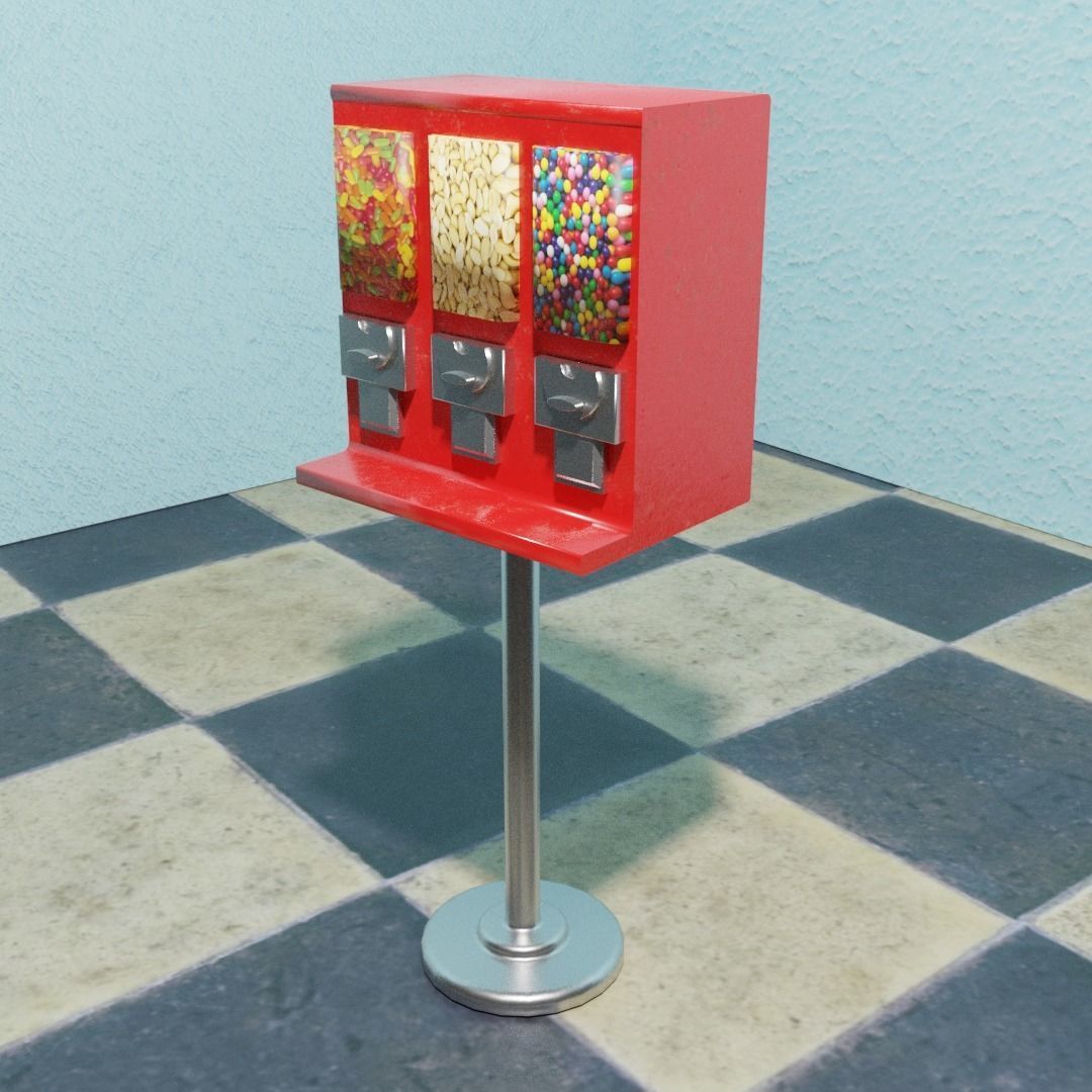 Triple Shop Gumball and Candy Machine Set of 3 Low-poly 3D model_3