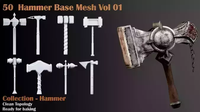 50 Hammer Base Mesh  Vol 01 game ready
