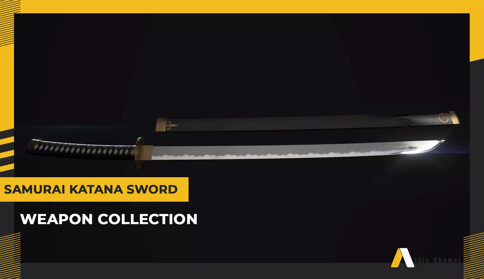 Katana samurai sword 3d Models and Textures Low-poly 3D model