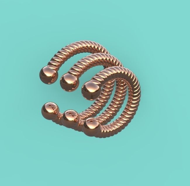 Ear Cuff Rope Earrings 3D print model 3D print model_8