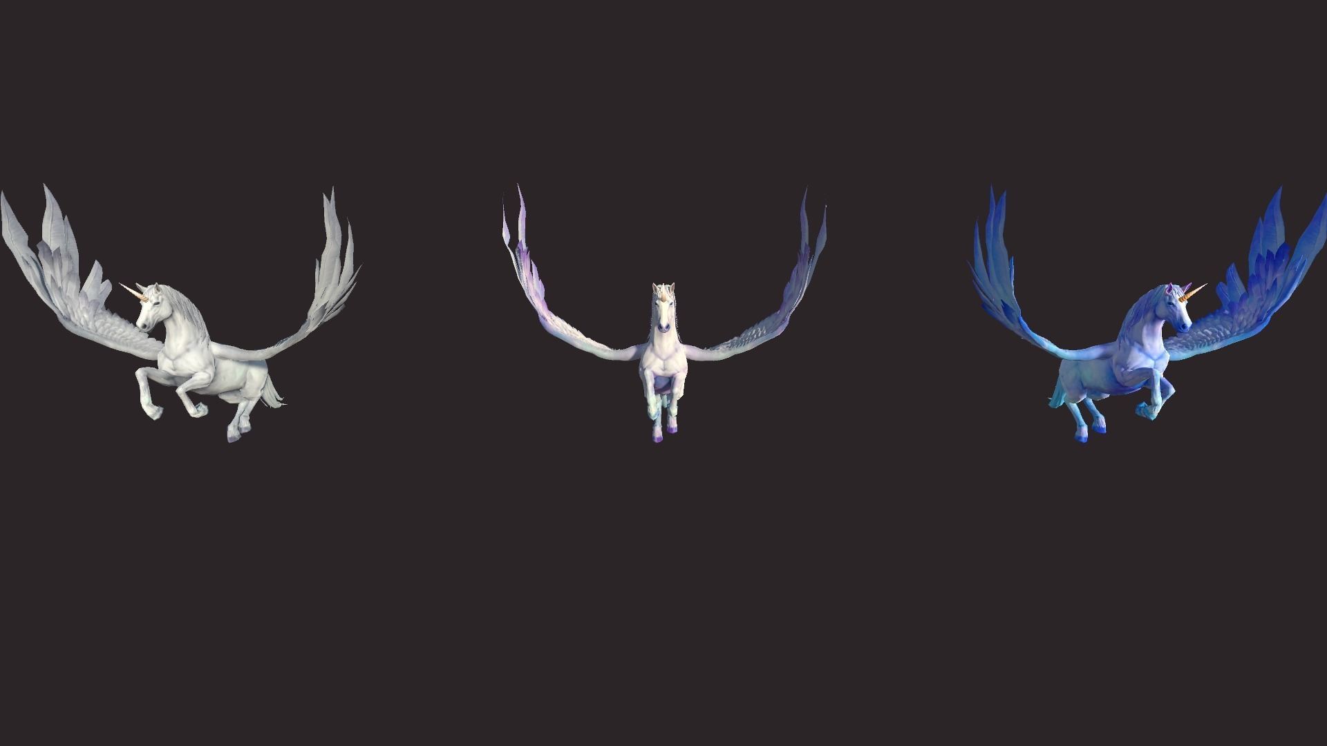 Unicorns unicorn flying in air Low-poly 3D model_3